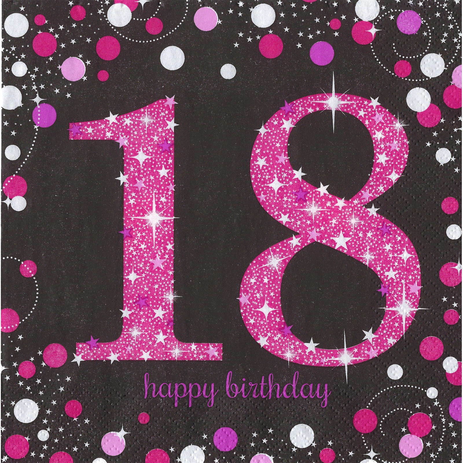 Pink Celebration 18th Birthday Large Napkins / Serviettes (Pack of 16)