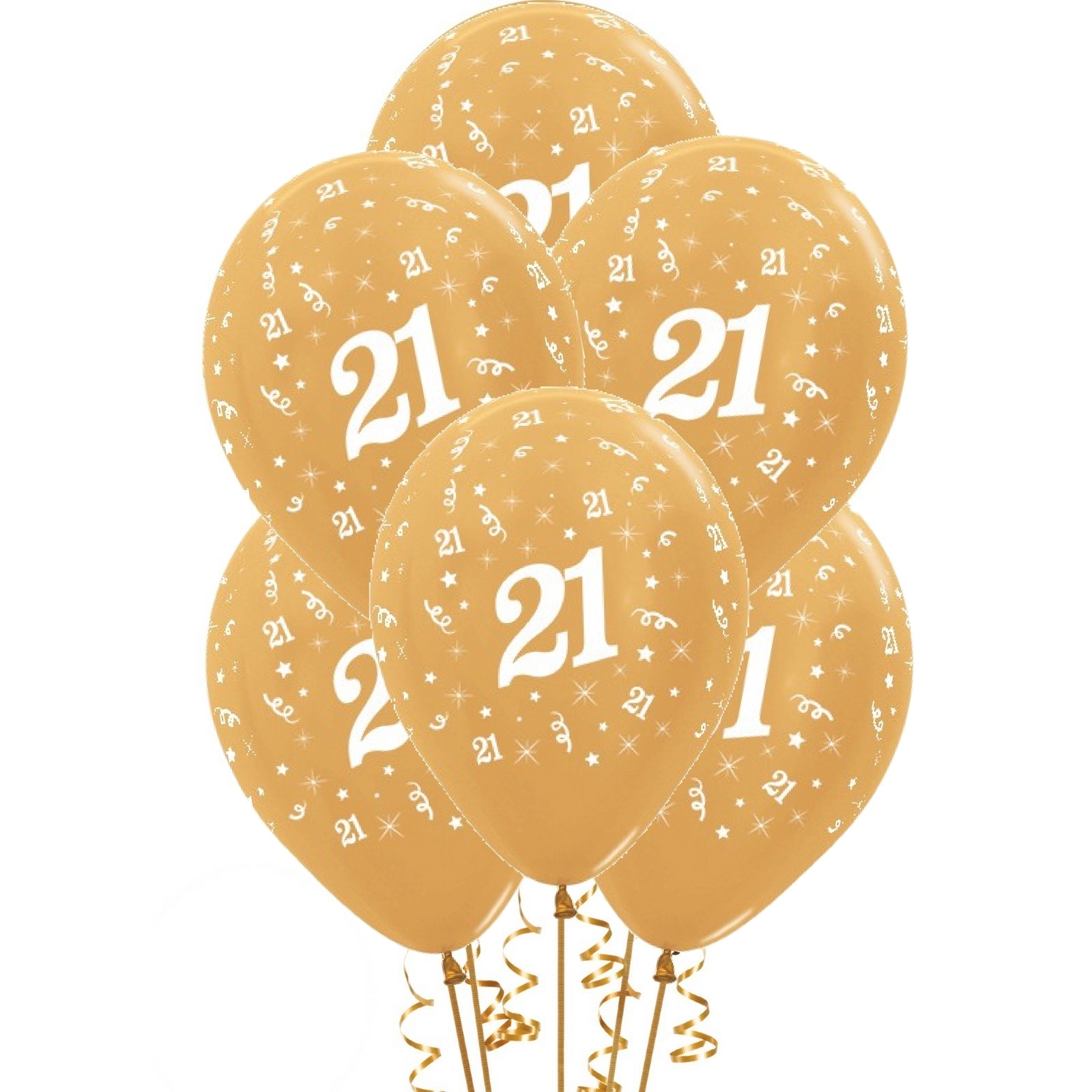 Sempertex All Over 21st Birthday Gold Balloons (Pack of 6)