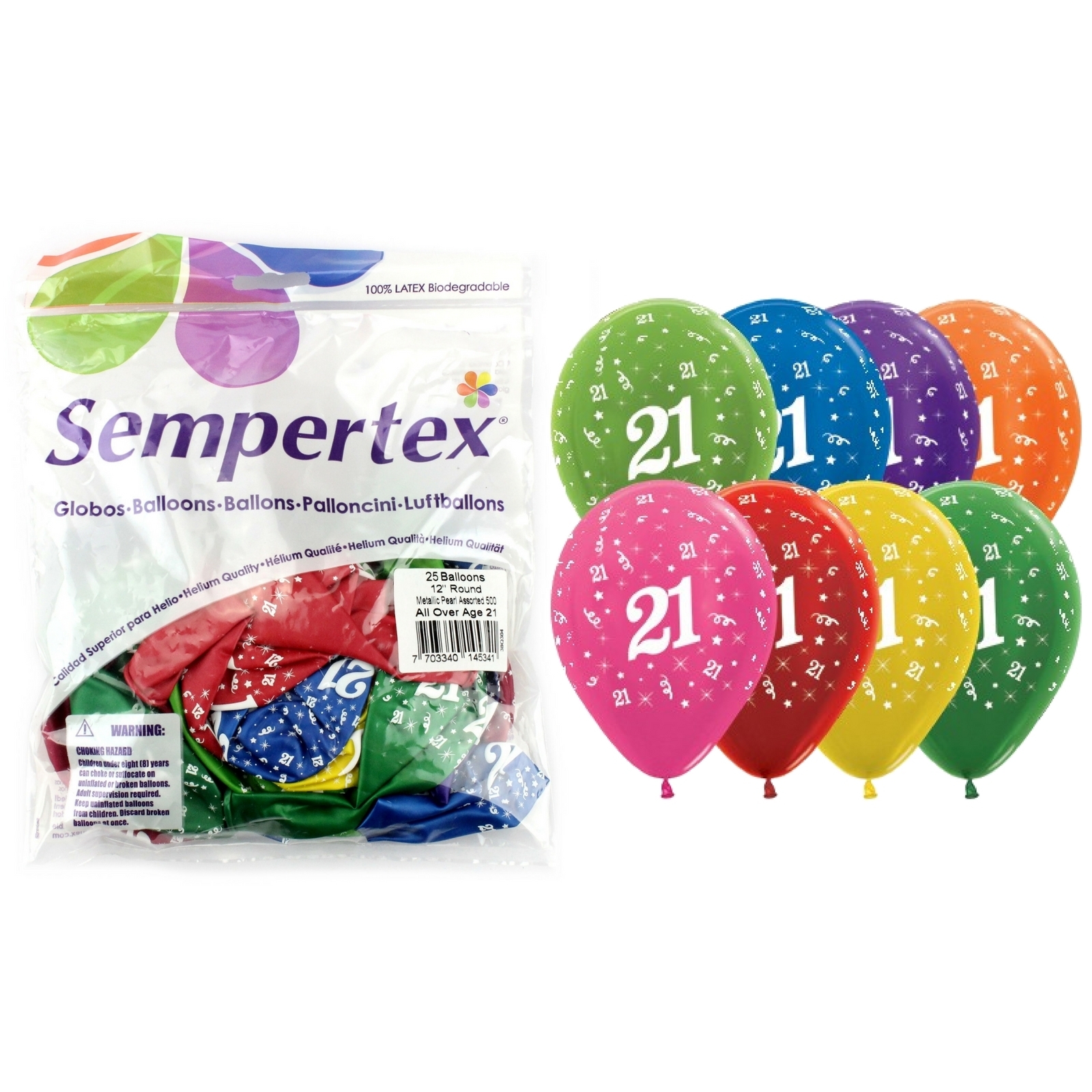 Sempertex All Over 21st Birthday Assorted Balloons (Pack of 25)