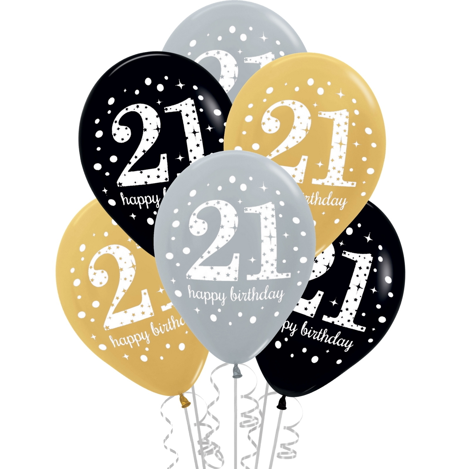 Sparkling Celebration 21st Birthday Balloons (Pack of 6)