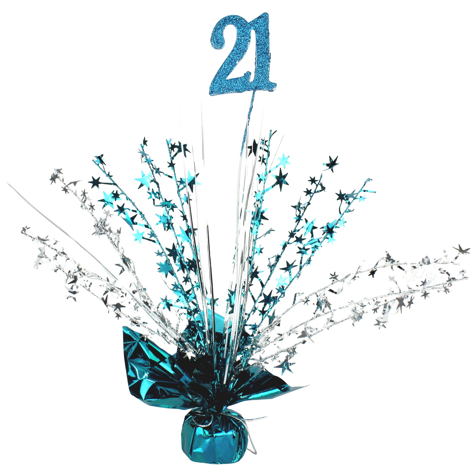 21st Teal Balloon Weight Table Centrepiece