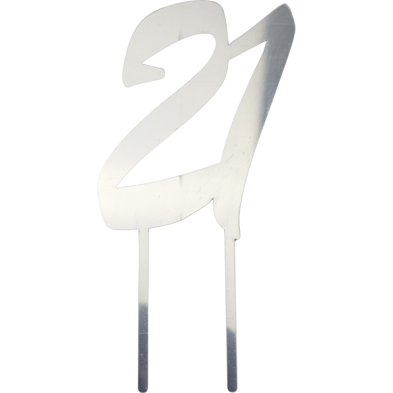 21 Silver Mirror Cake Topper - Discount Party Supplies