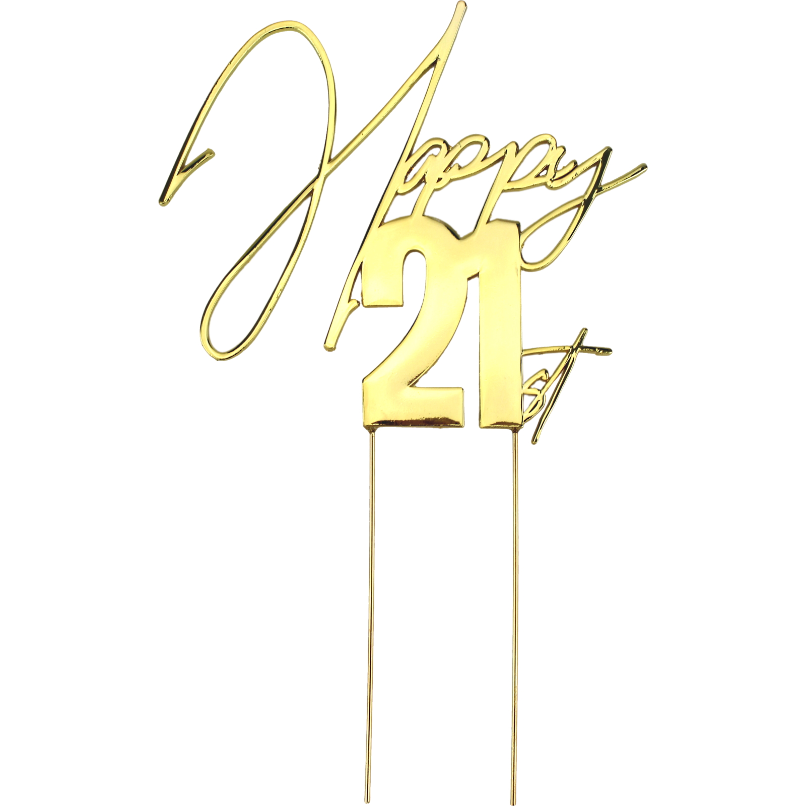 Happy 21st Gold Metal Cake Topper