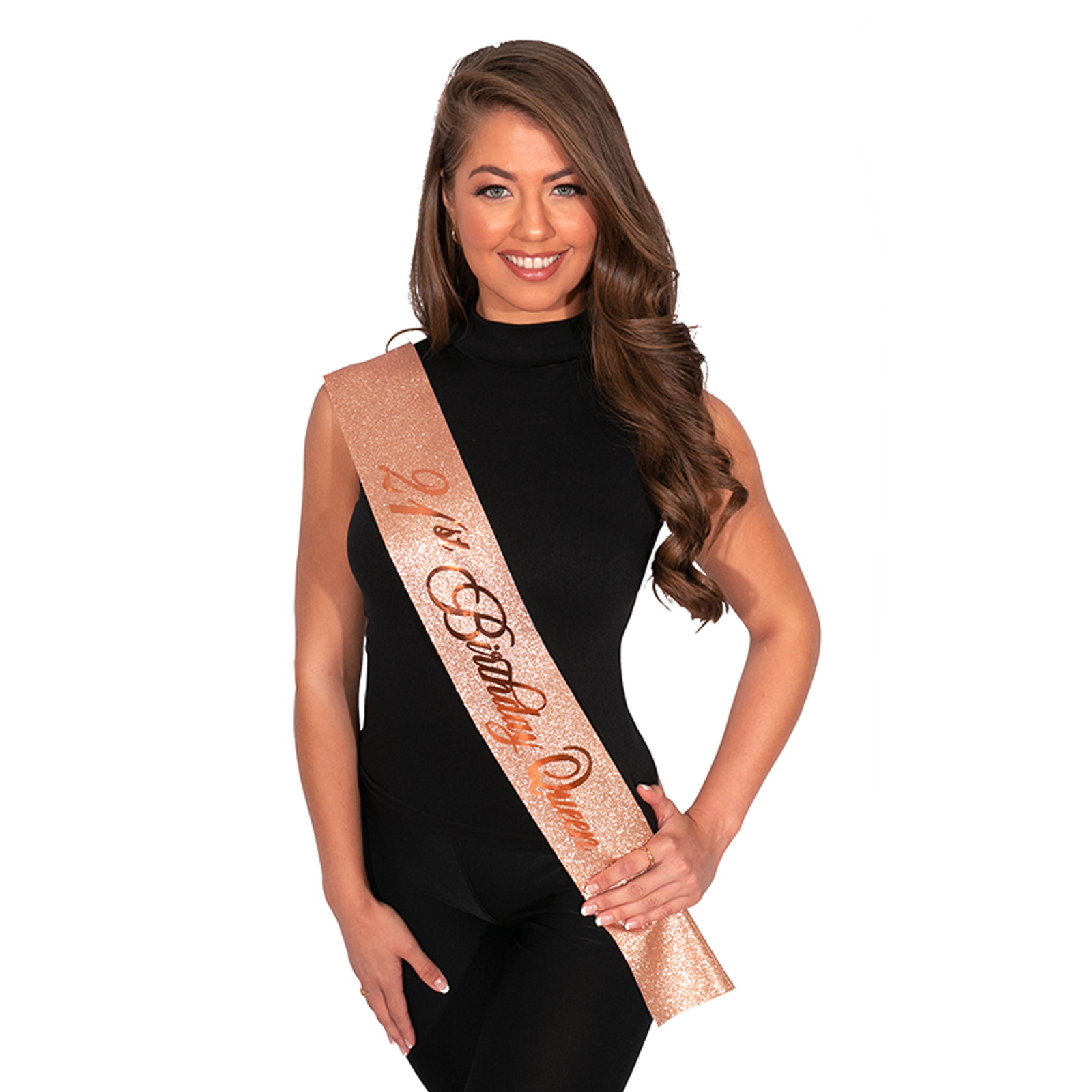 Rose Gold Glitter 21st Birthday Queen Sash