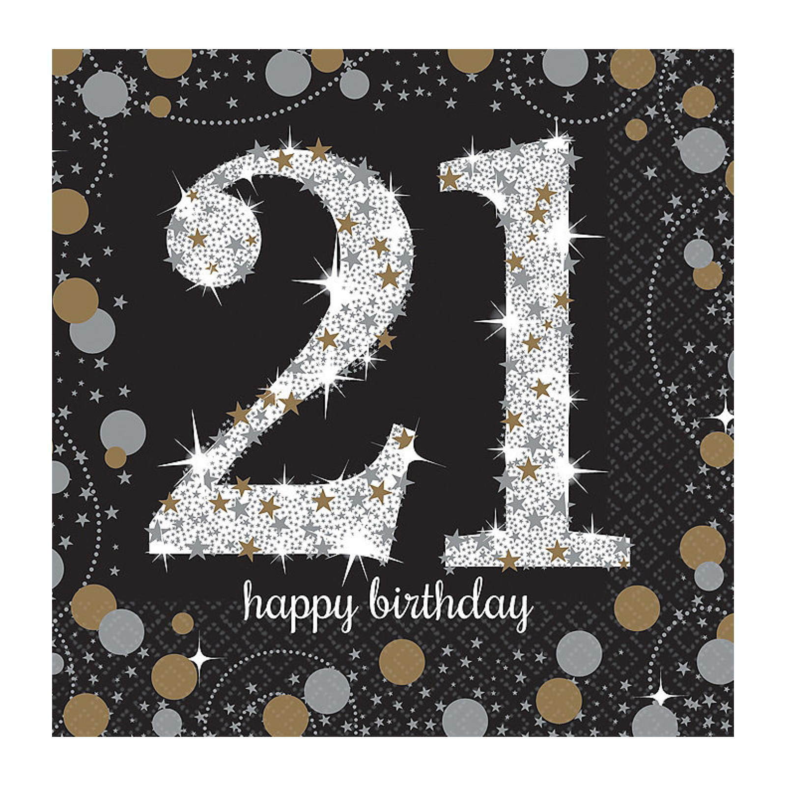 Sparkling Celebration 21st Birthday Small Napkins / Serviettes (Pack of 16)