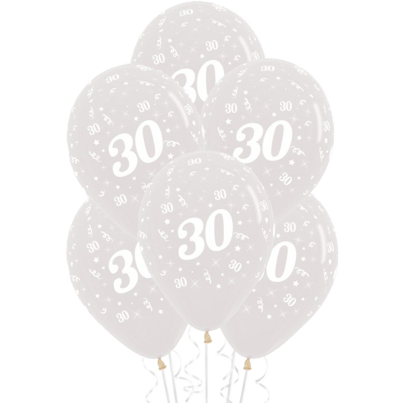 Sempertex 30th Jewel Crystal Clear Balloons (Pack of 6)