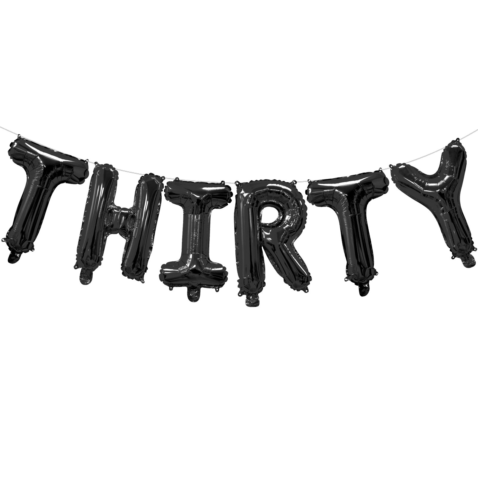 Black 30th Birthday Foil Balloon Letter Pack (Air Fill)