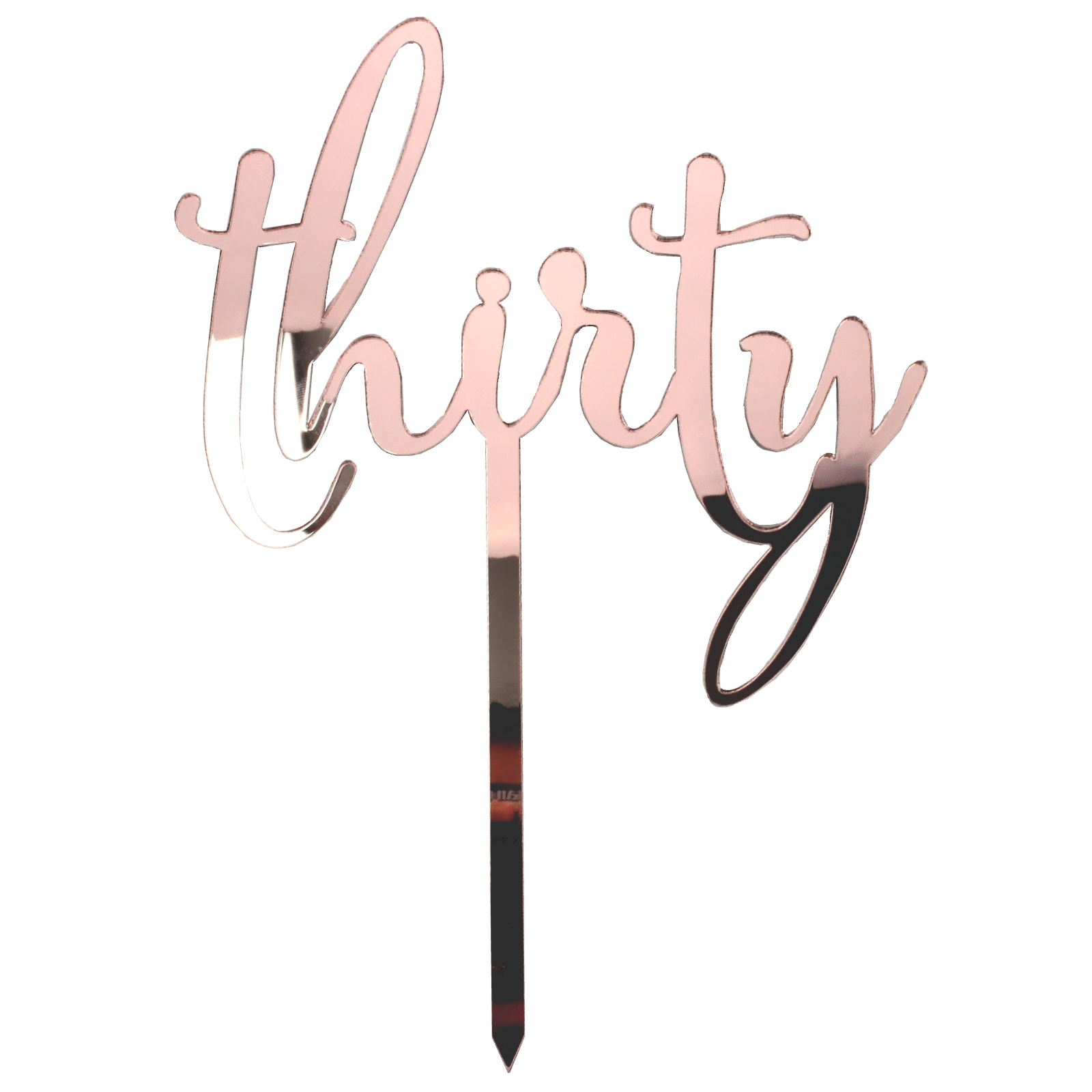 Thirty Rose Gold Mirror Cake Topper