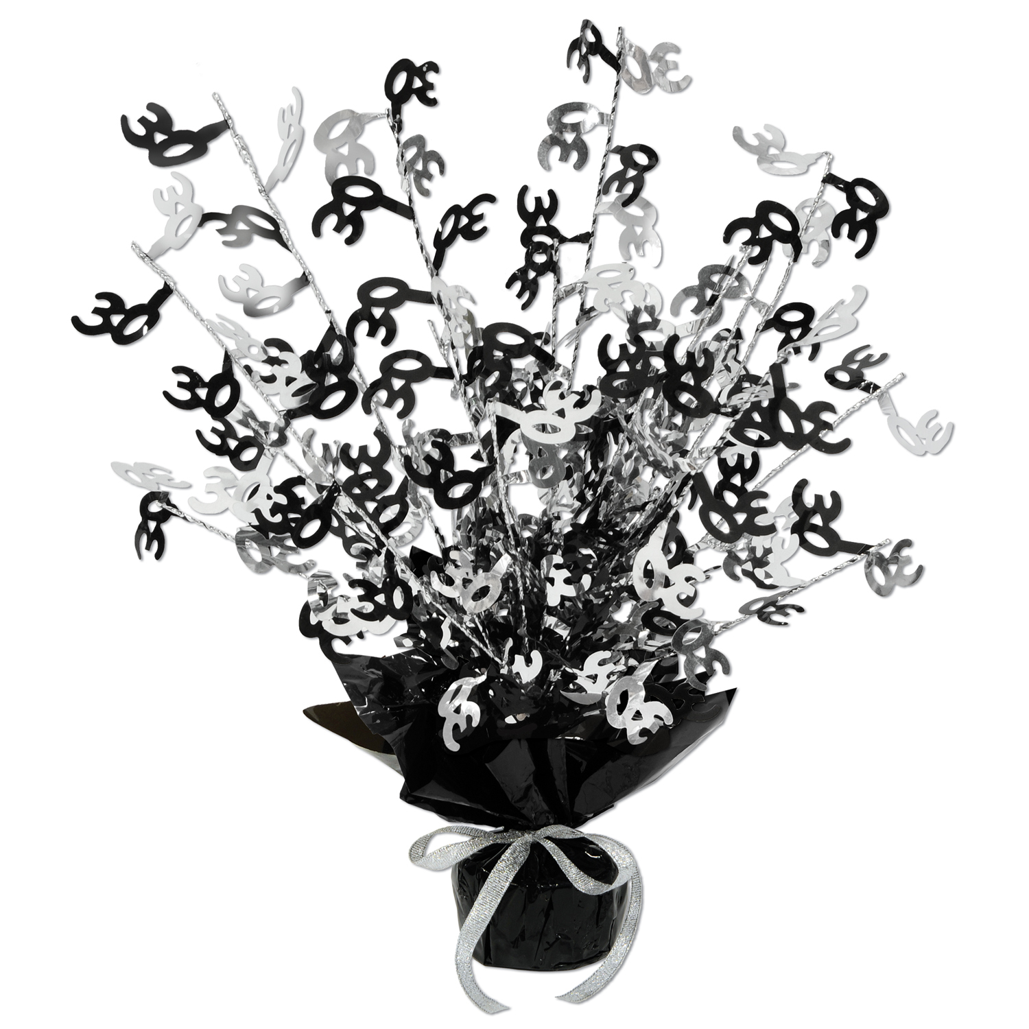 30th Birthday Black Silver Gleam 'n Burst Centrepiece