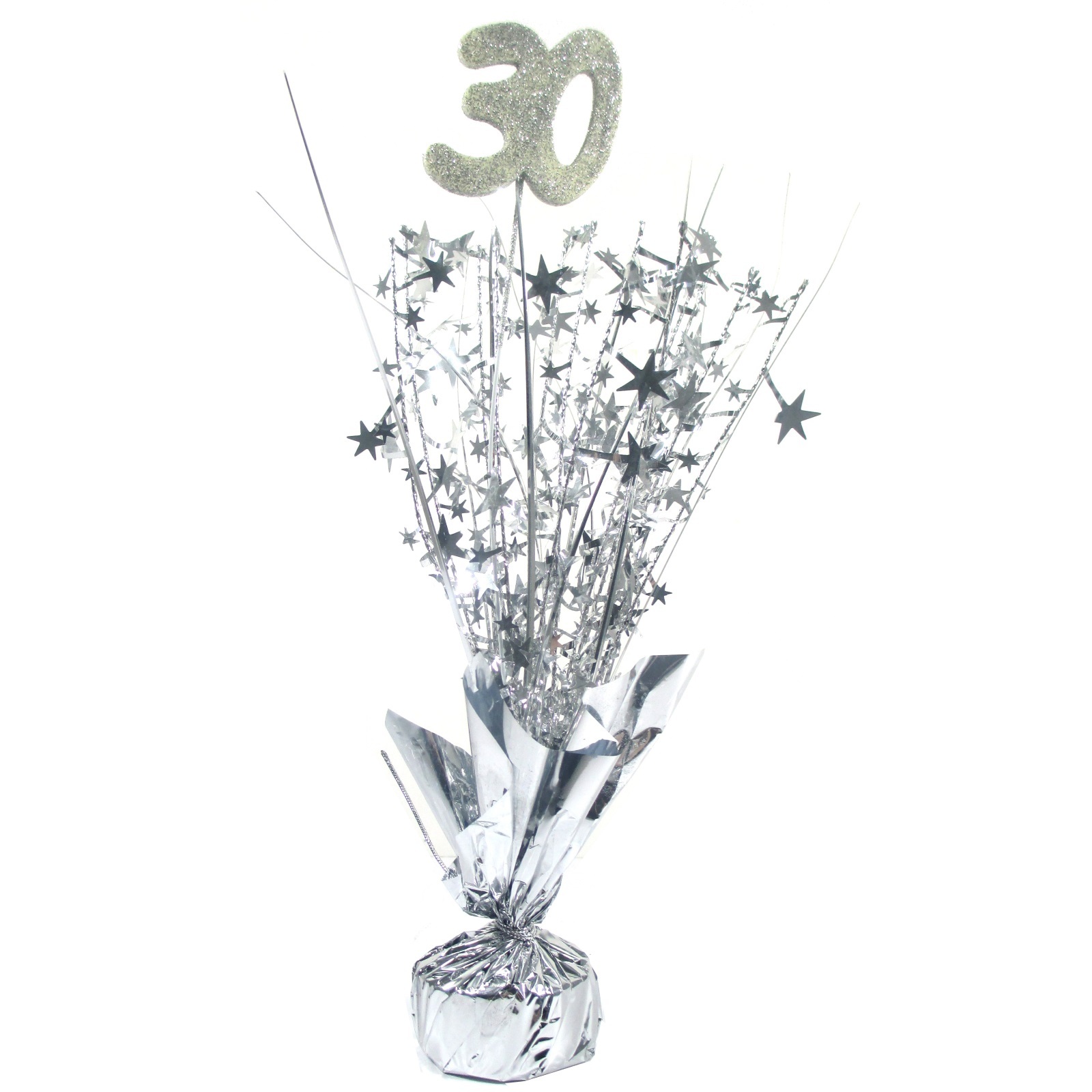 30th Birthday Silver Foil Spray Centrepiece