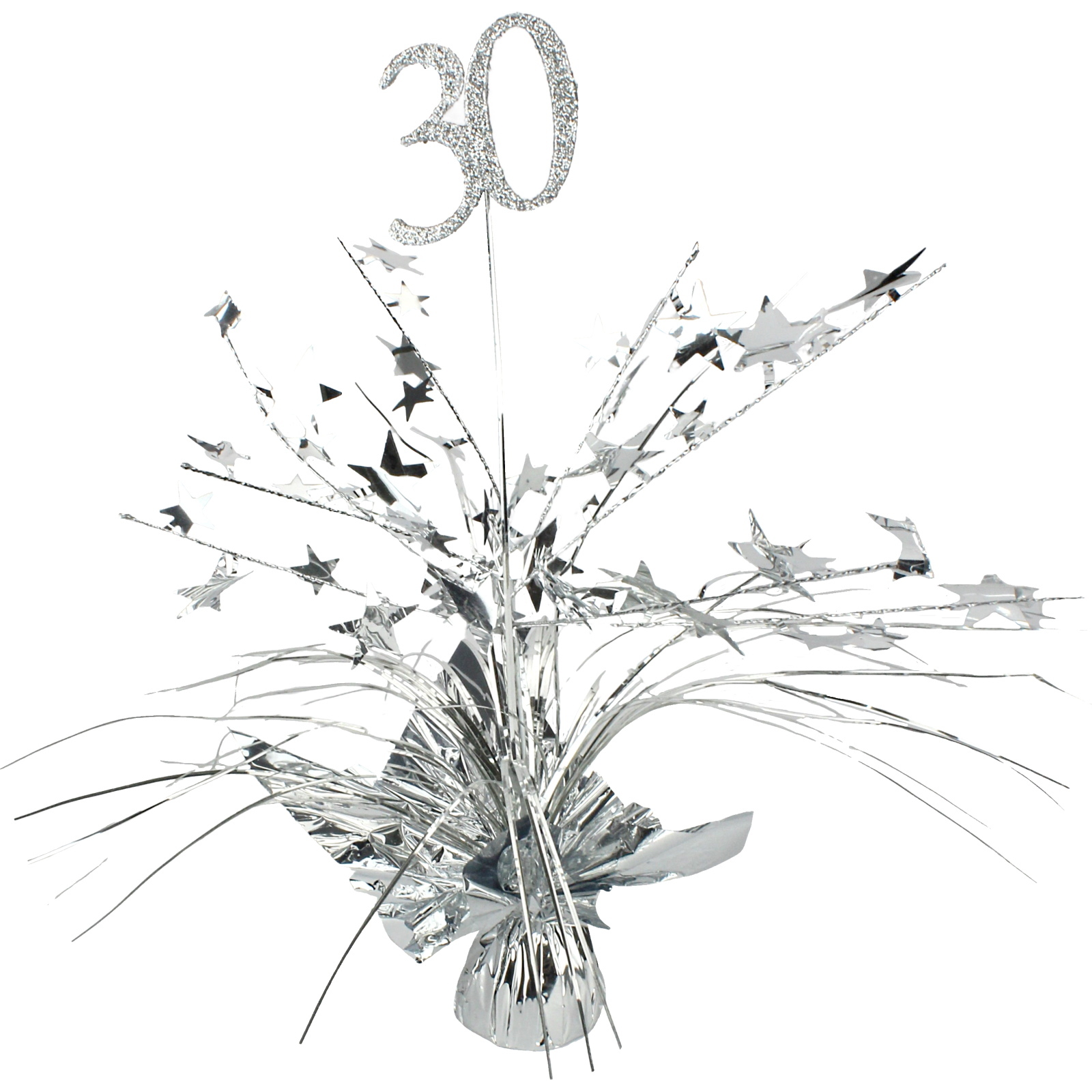 30th Birthday Silver Star Foil Spray Centrepiece