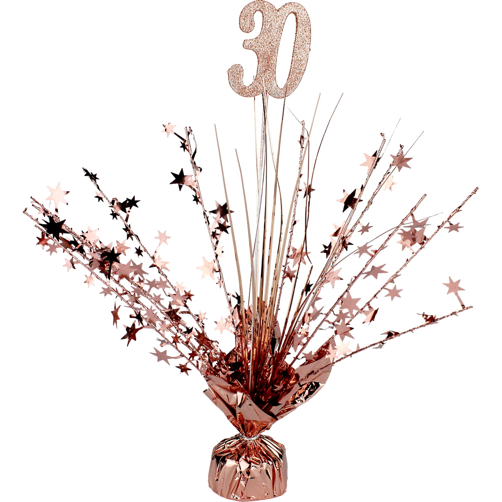 30th Birthday Rose Gold Star Foil Spray Centrepiece