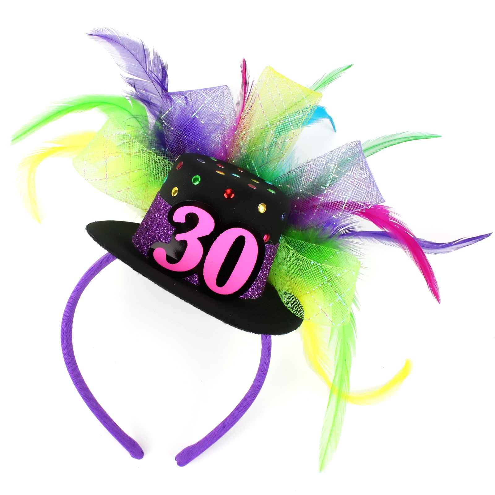 30th Colourful Mini Hat Headband 