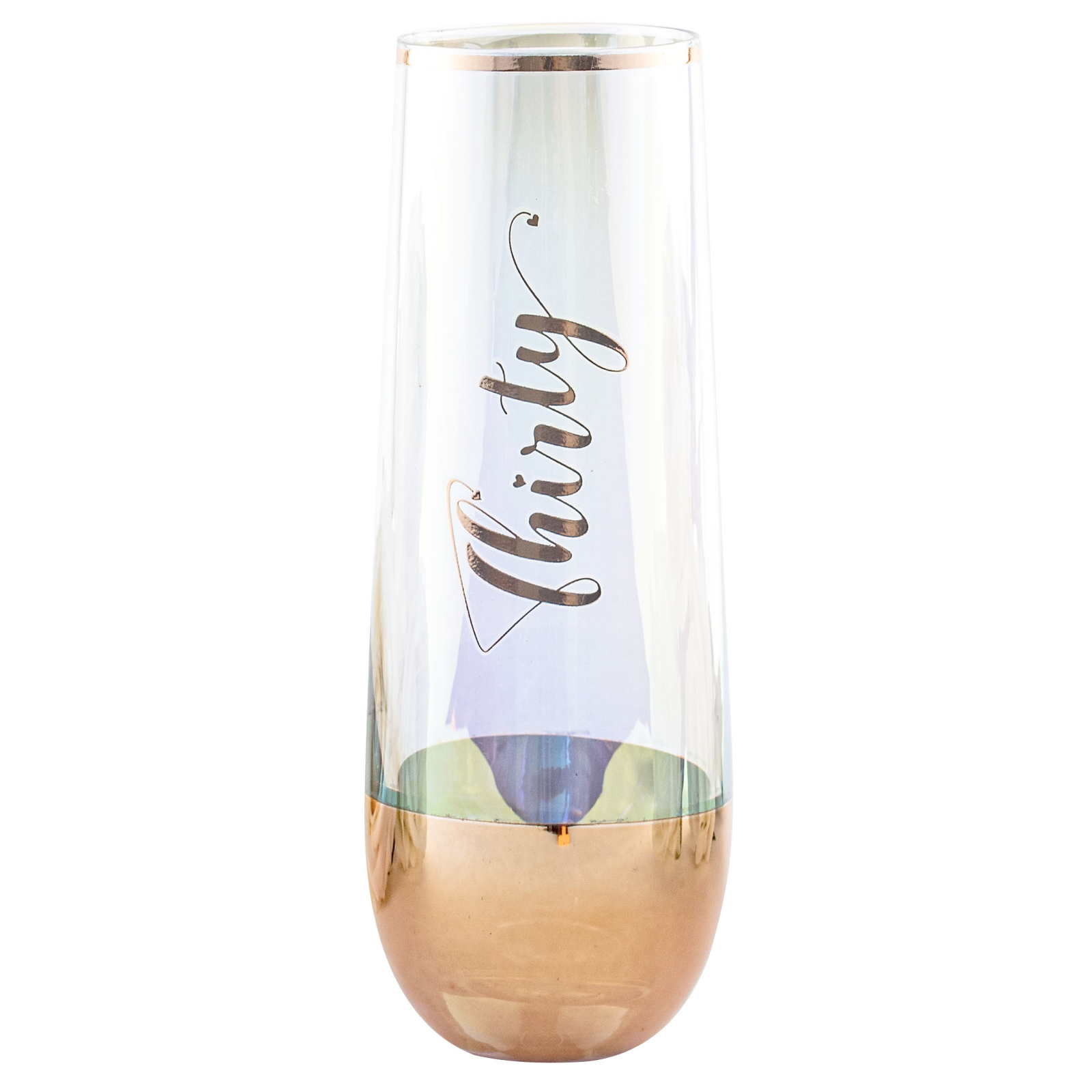 30th Birthday Rose Gold Ombre Stemless Champagne Glass