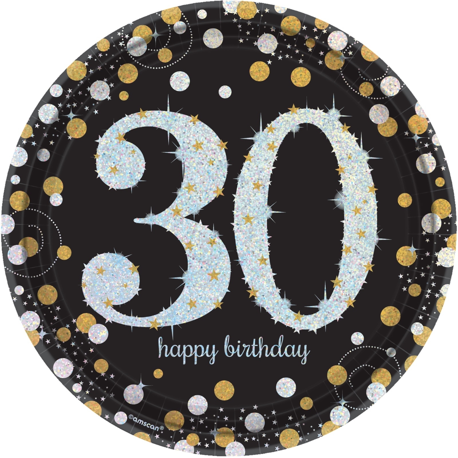 Sparkling Celebration 30th Birthday Large Paper Plates (Pack of 8)
