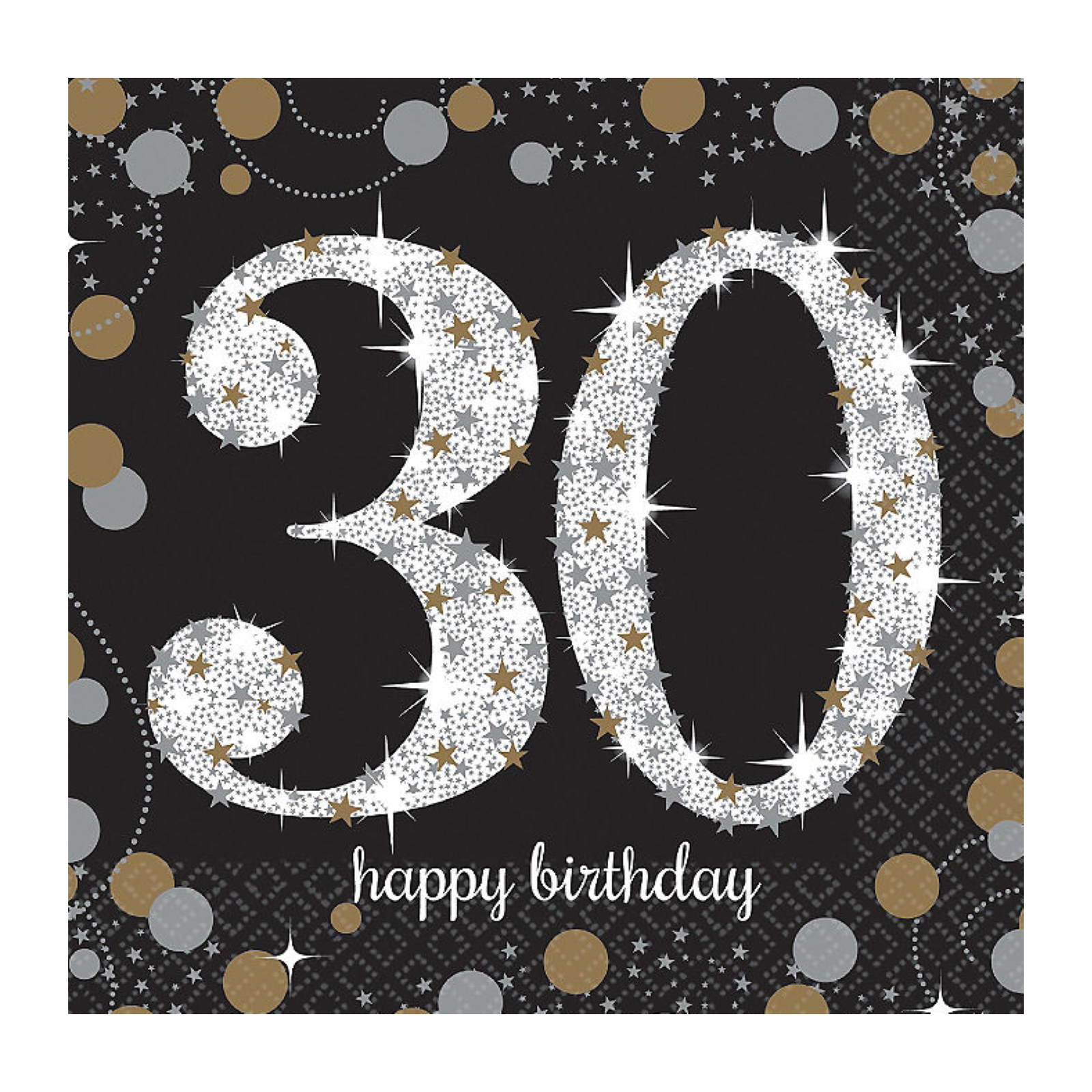 Sparkling Celebration 30th Birthday Small Napkins / Serviettes (Pack of 16)