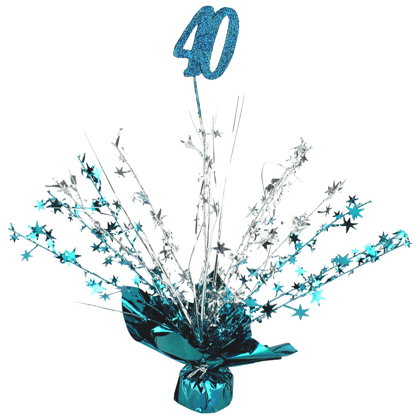 40th Teal Balloon Weight Table Centrepiece