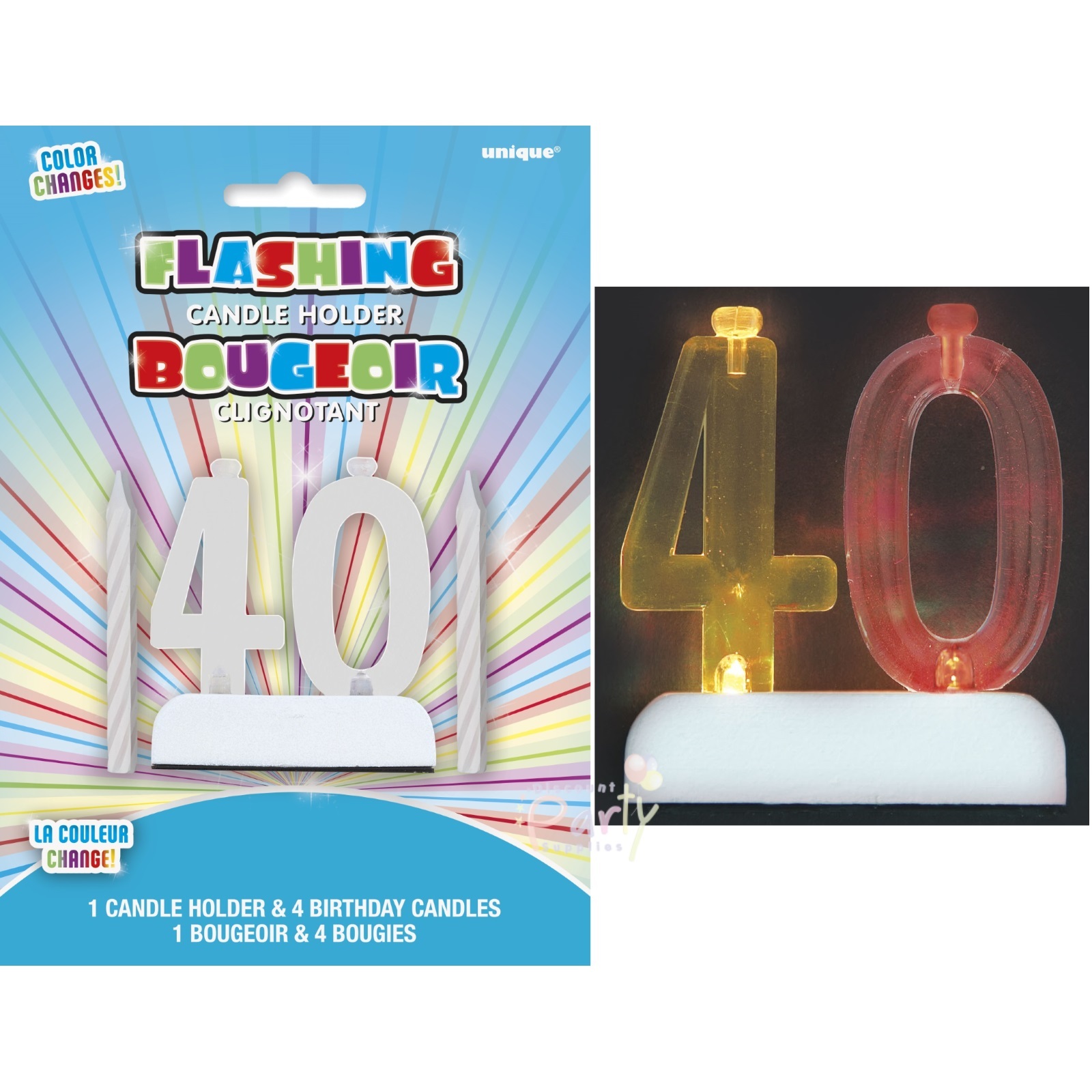 40th Birthday Flashing Candle Decoration