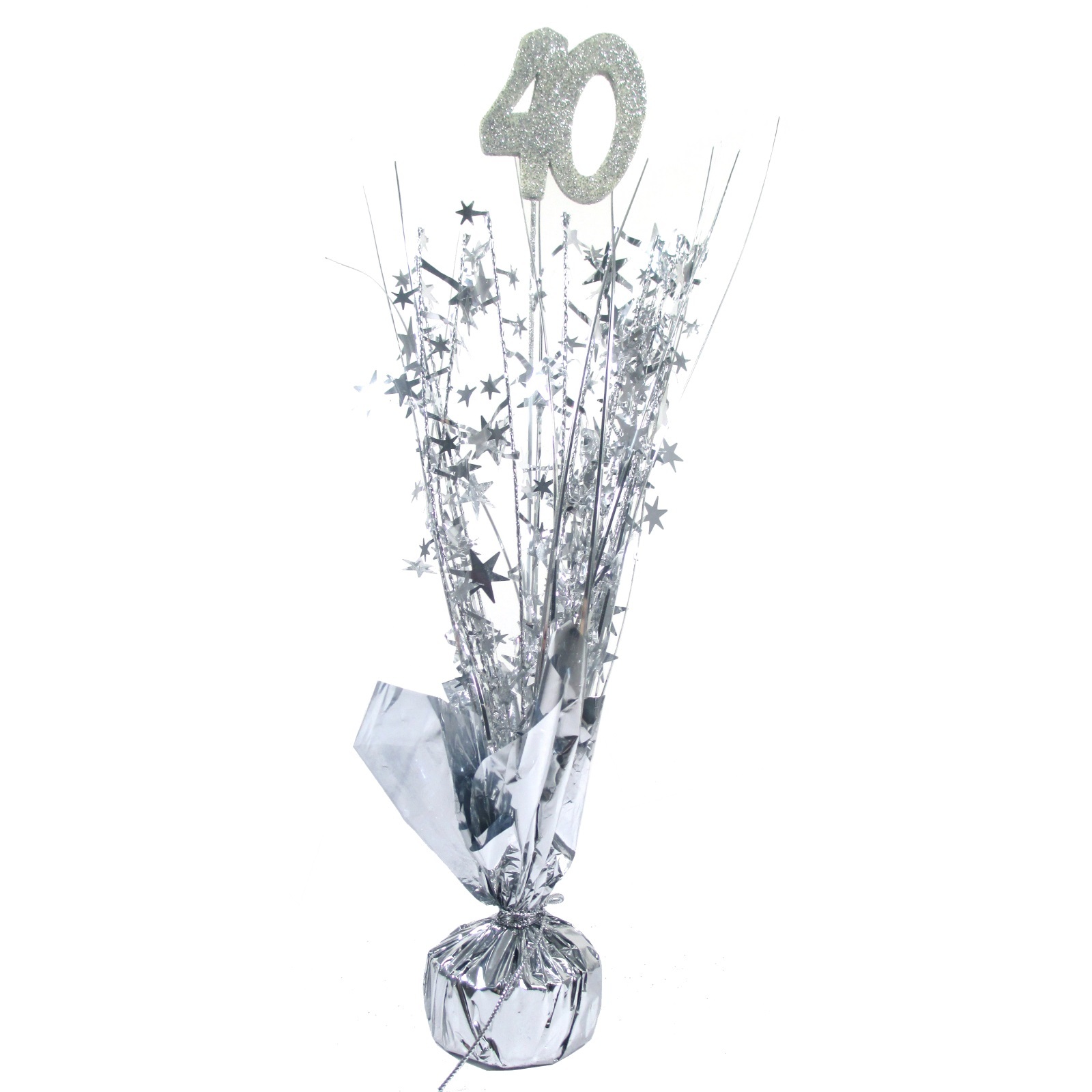 40th Birthday Silver Foil Spray Centrepiece