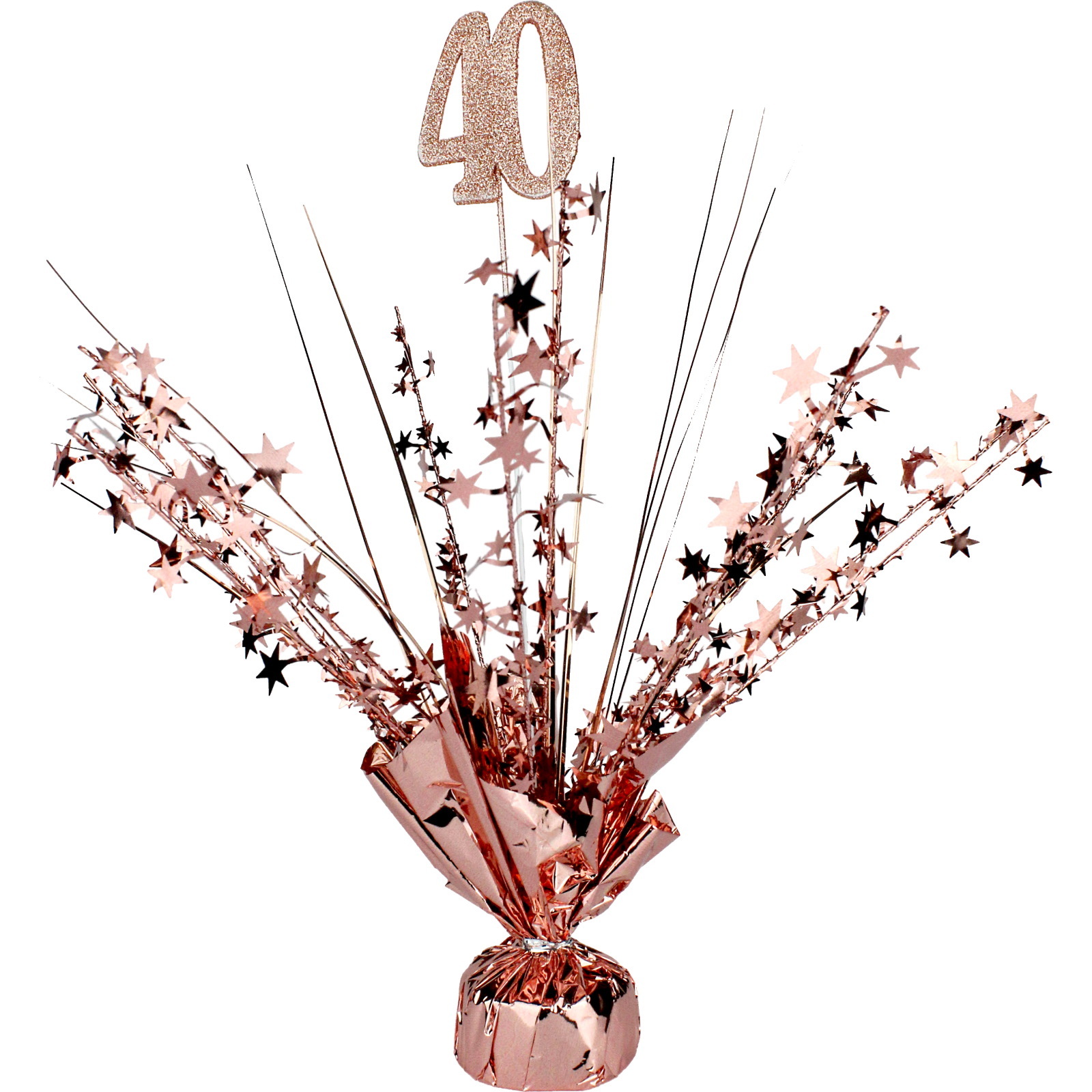 40th Birthday Rose Gold Star Foil Spray Centrepiece
