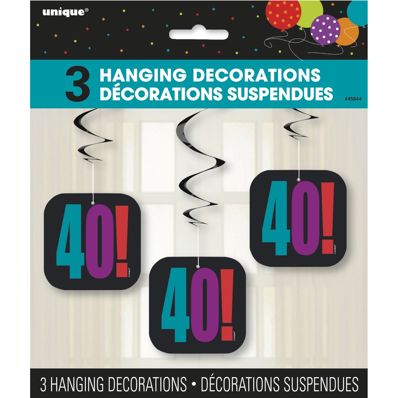 Birthday Cheer 40th Hanging Decorations (Pack of 3)