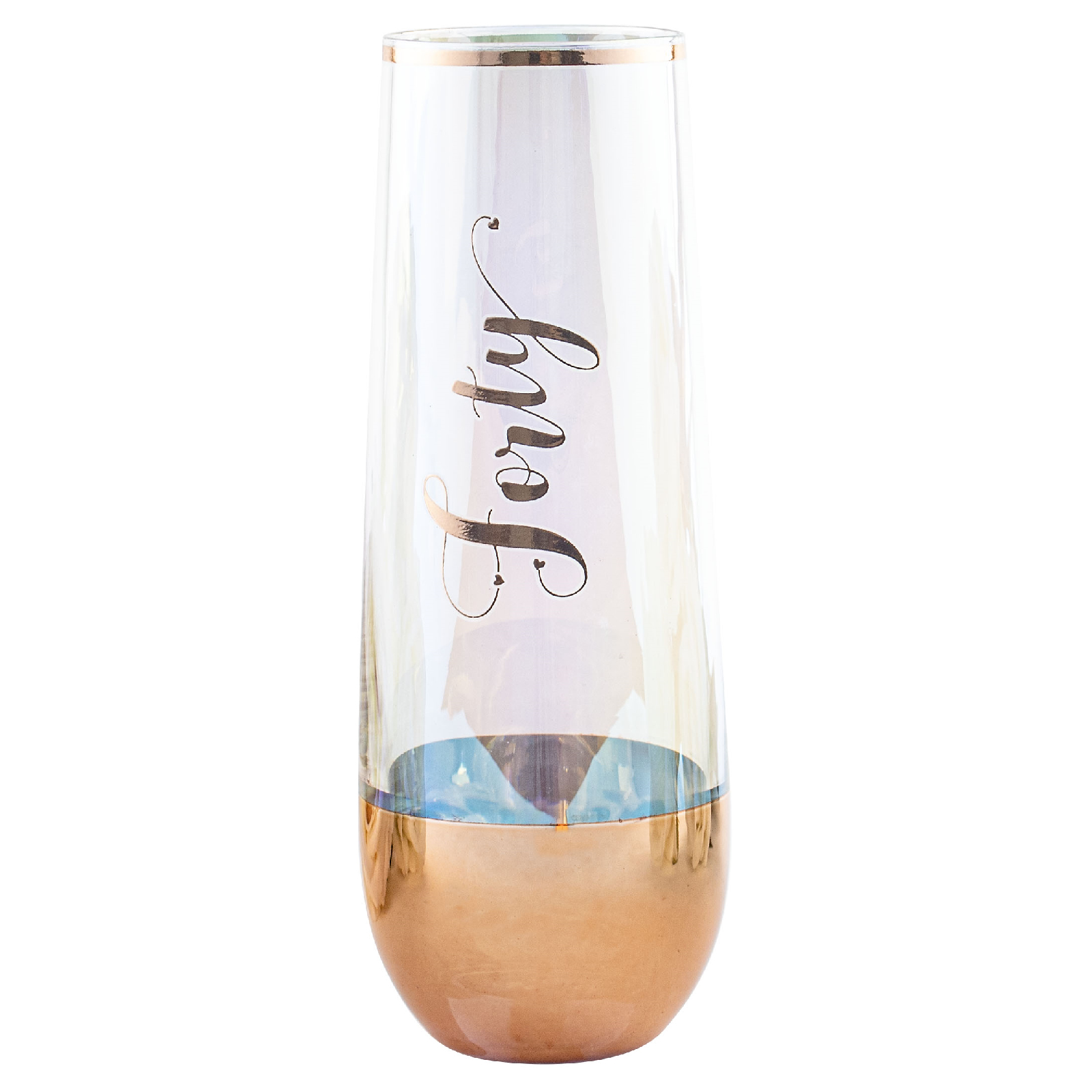 40th Birthday Rose Gold Ombre Stemless Champagne Glass