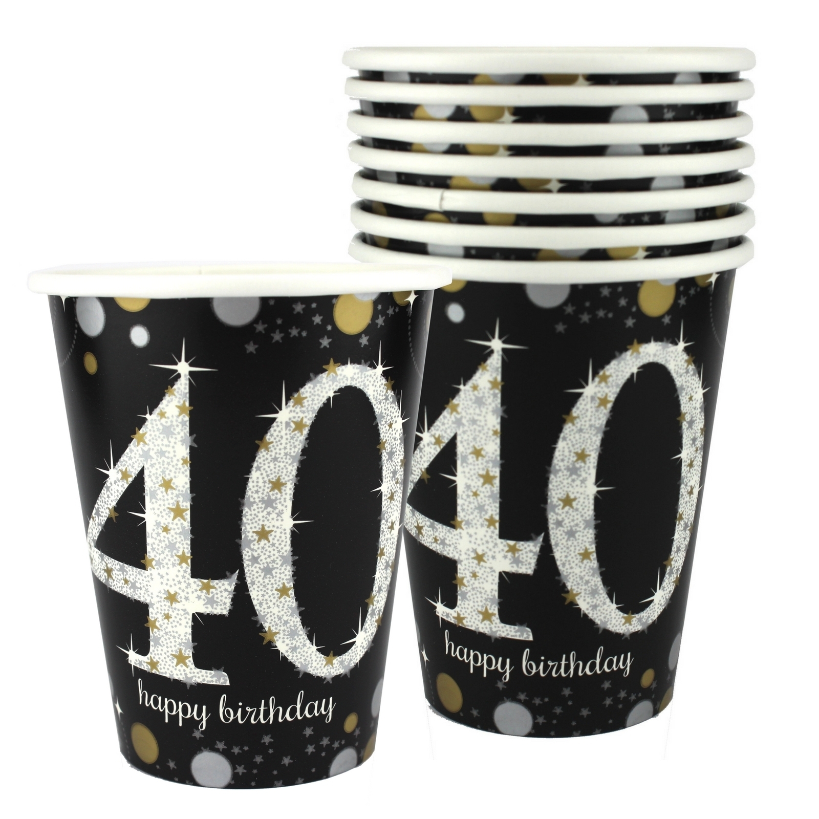 Sparkling Celebration 40th Birthday Paper Cups (Pack of 8)