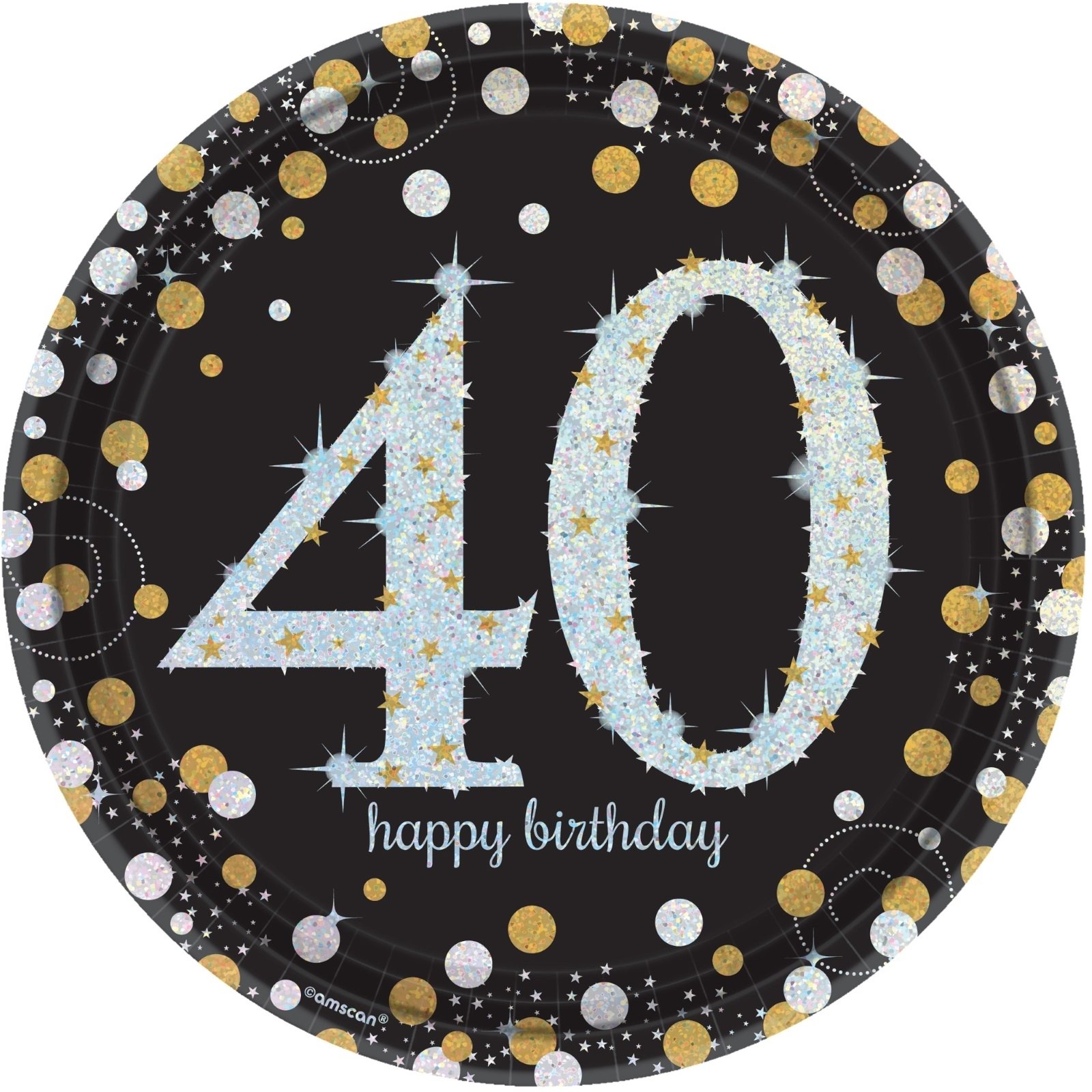Sparkling Celebration 40th Birthday Large Paper Plates (Pack of 8)