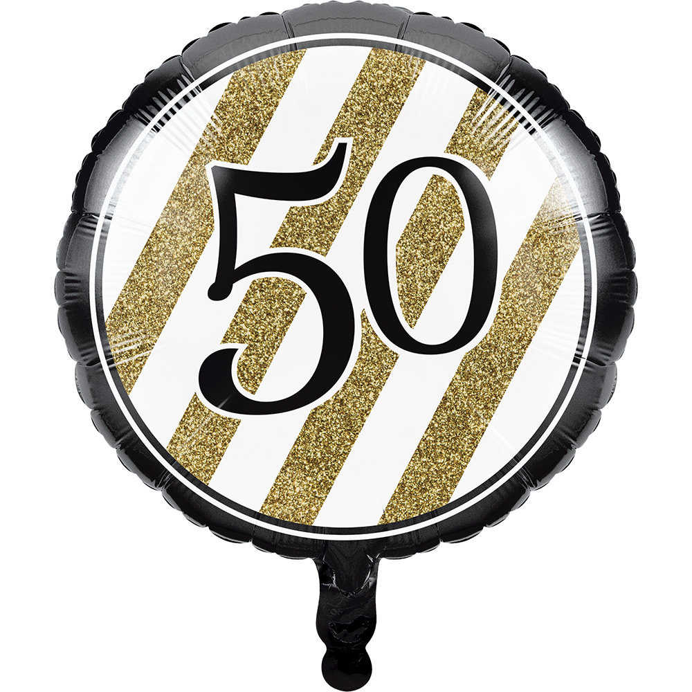 Black & Gold 50th Birthday Helium Balloon