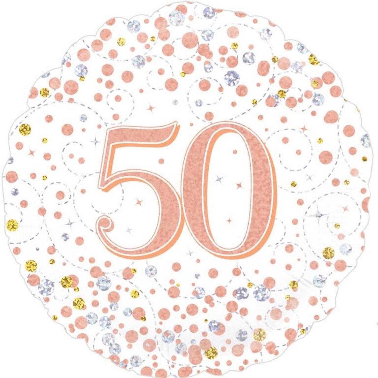 Sparkling Fizz Rose Gold 50th Holographic Helium Foil Balloon