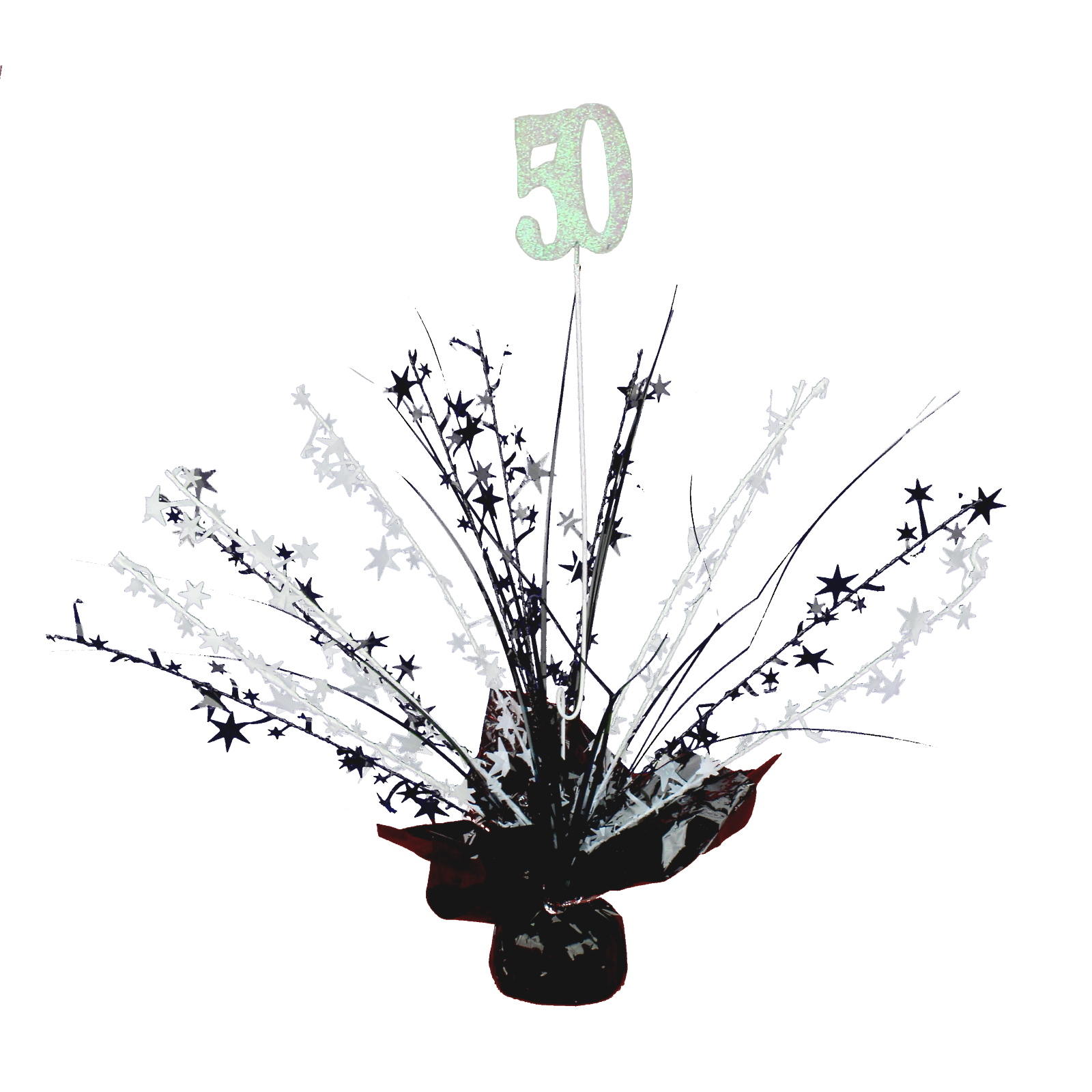 50th Black & White Balloon Weight Table Centrepiece