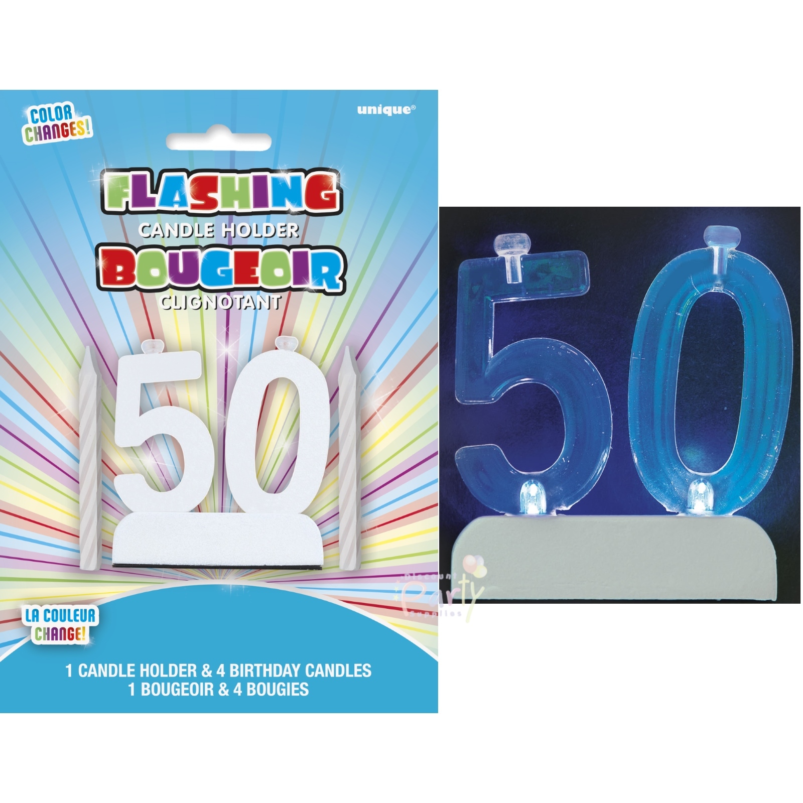 50th Birthday Flashing Candle Decoration