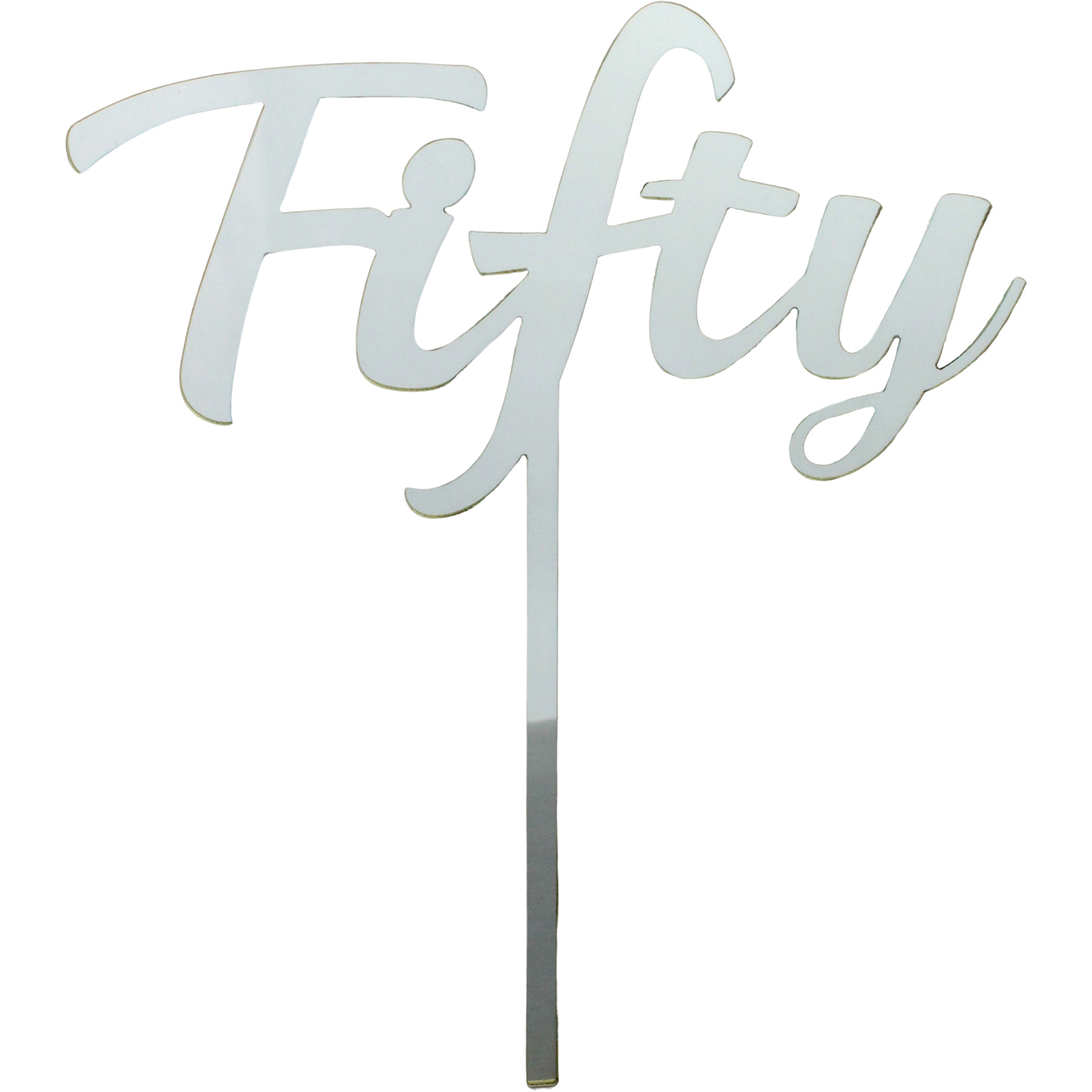 Fifty Silver Acrylic Cake Topper