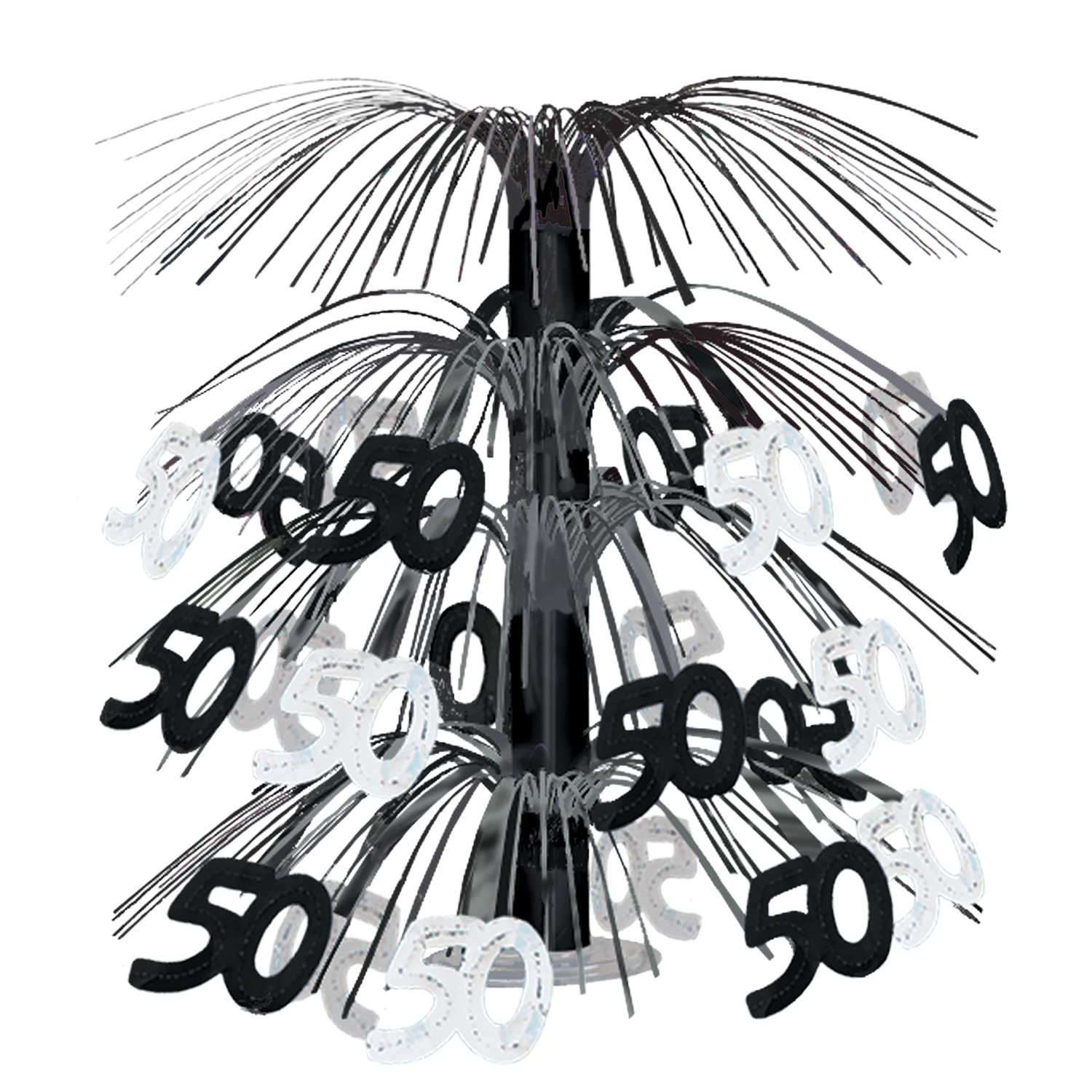 50th Birthday Black Silver Cascade Centrepiece