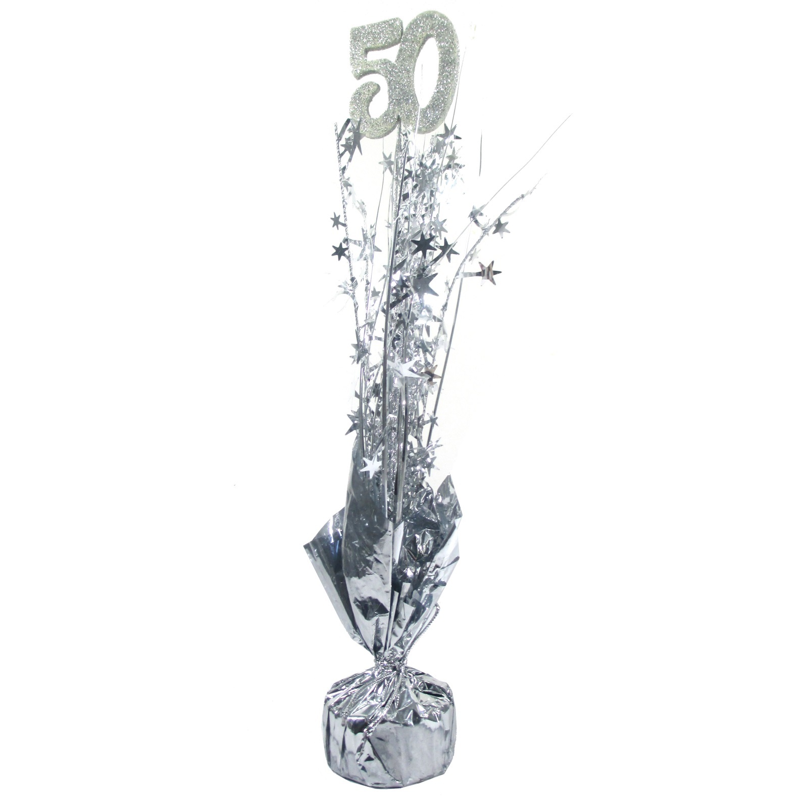 50th Birthday Silver Foil Spray Centrepiece
