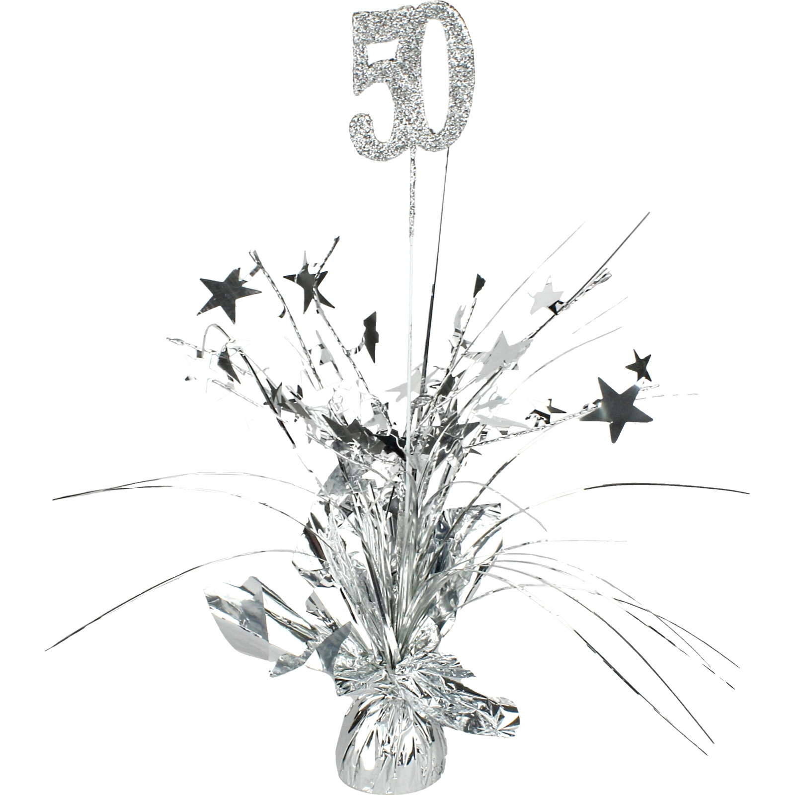 50th Birthday Silver Star Foil Spray Centrepiece
