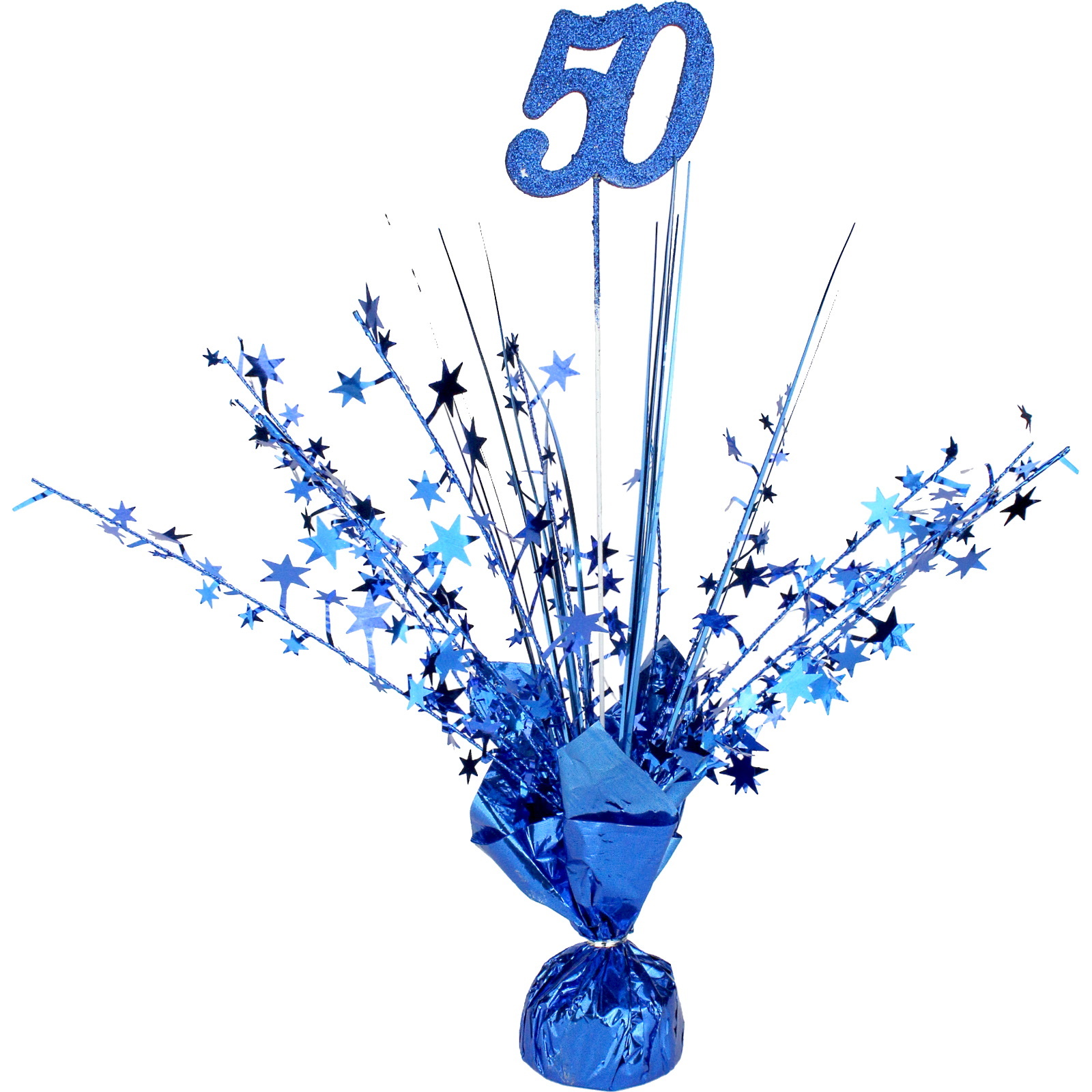 50th Birthday Blue Foil Spray Centrepiece