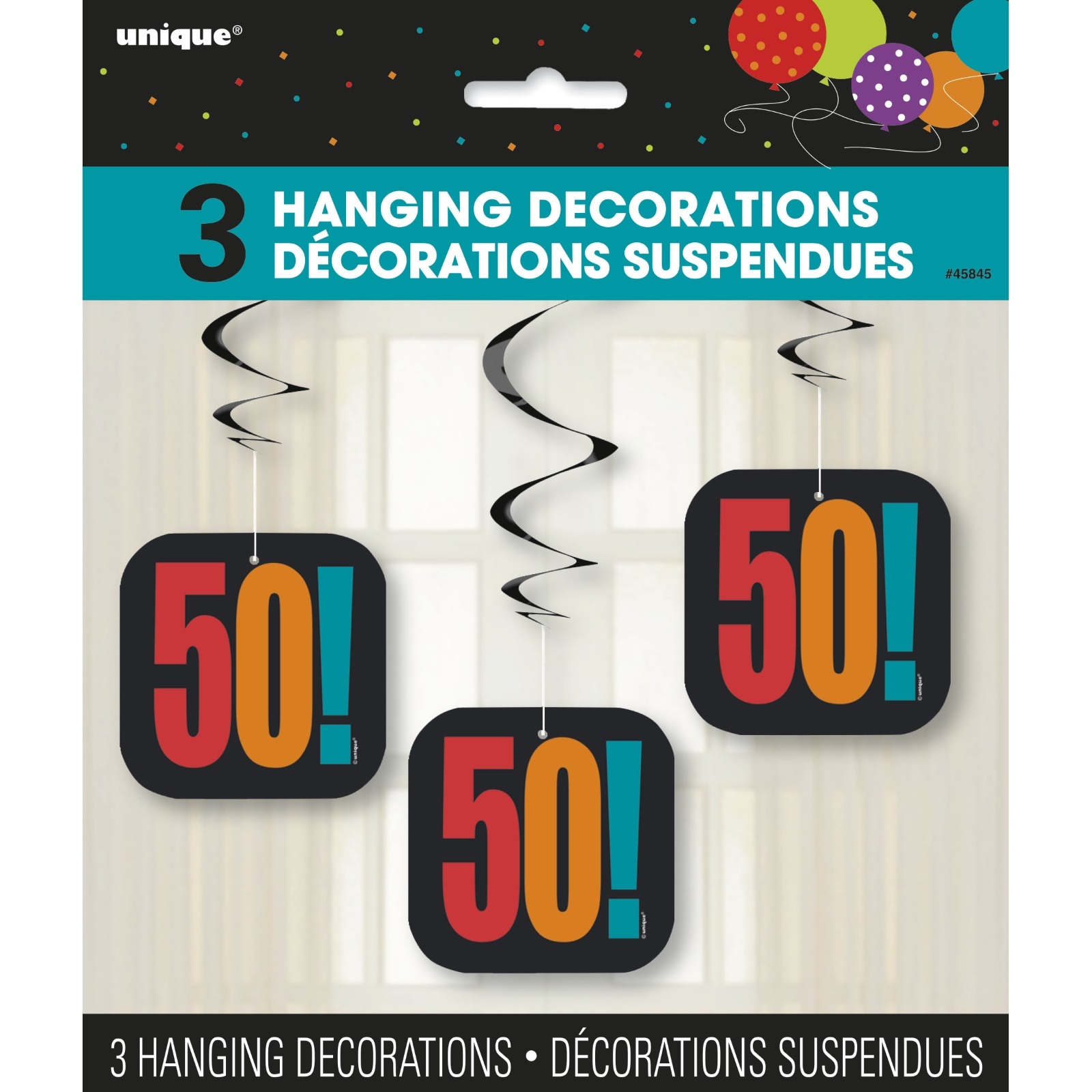 Birthday Cheer 50th Hanging Decorations (Pack of 3)