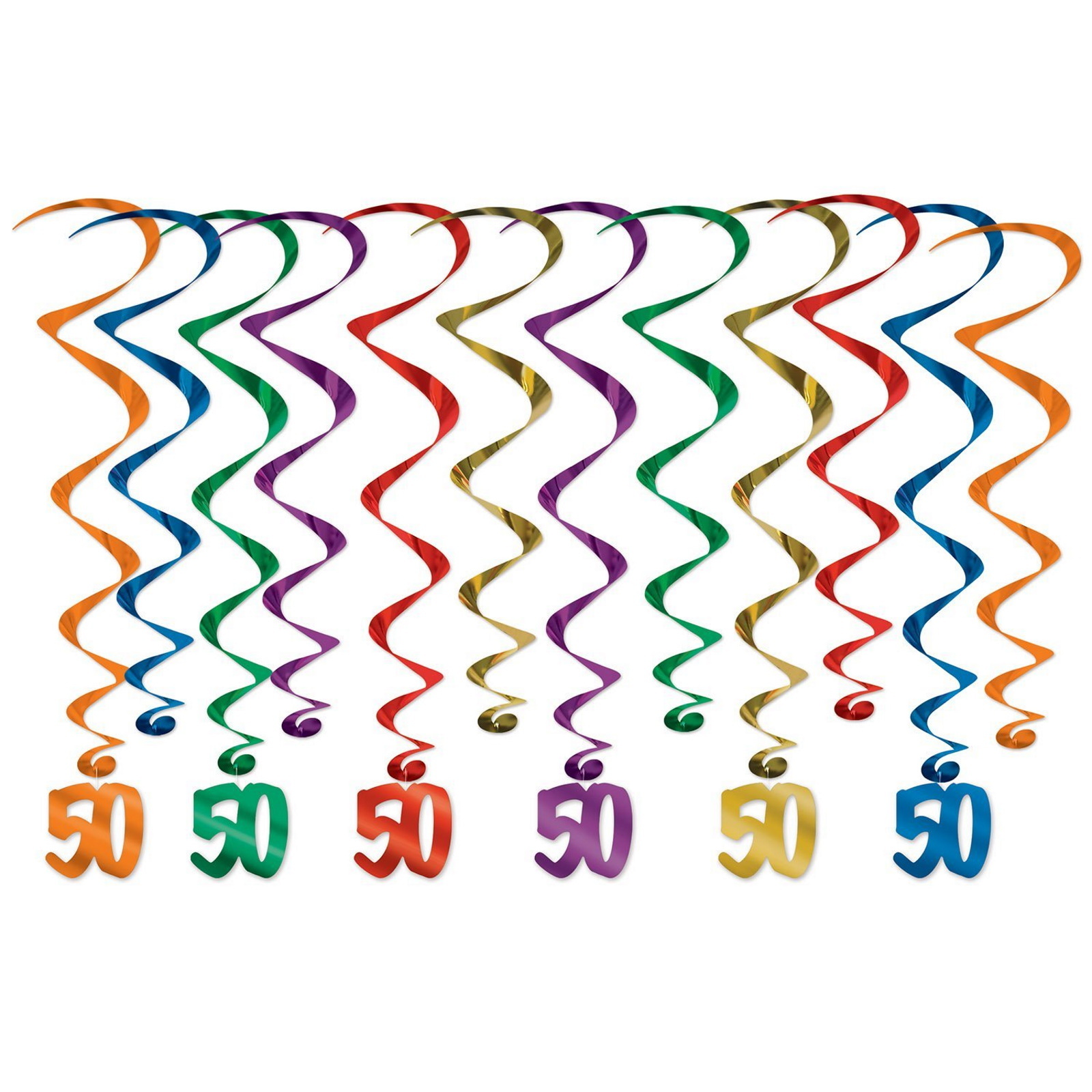 Coloured 50th Birthday Whirls (Pack of 12)