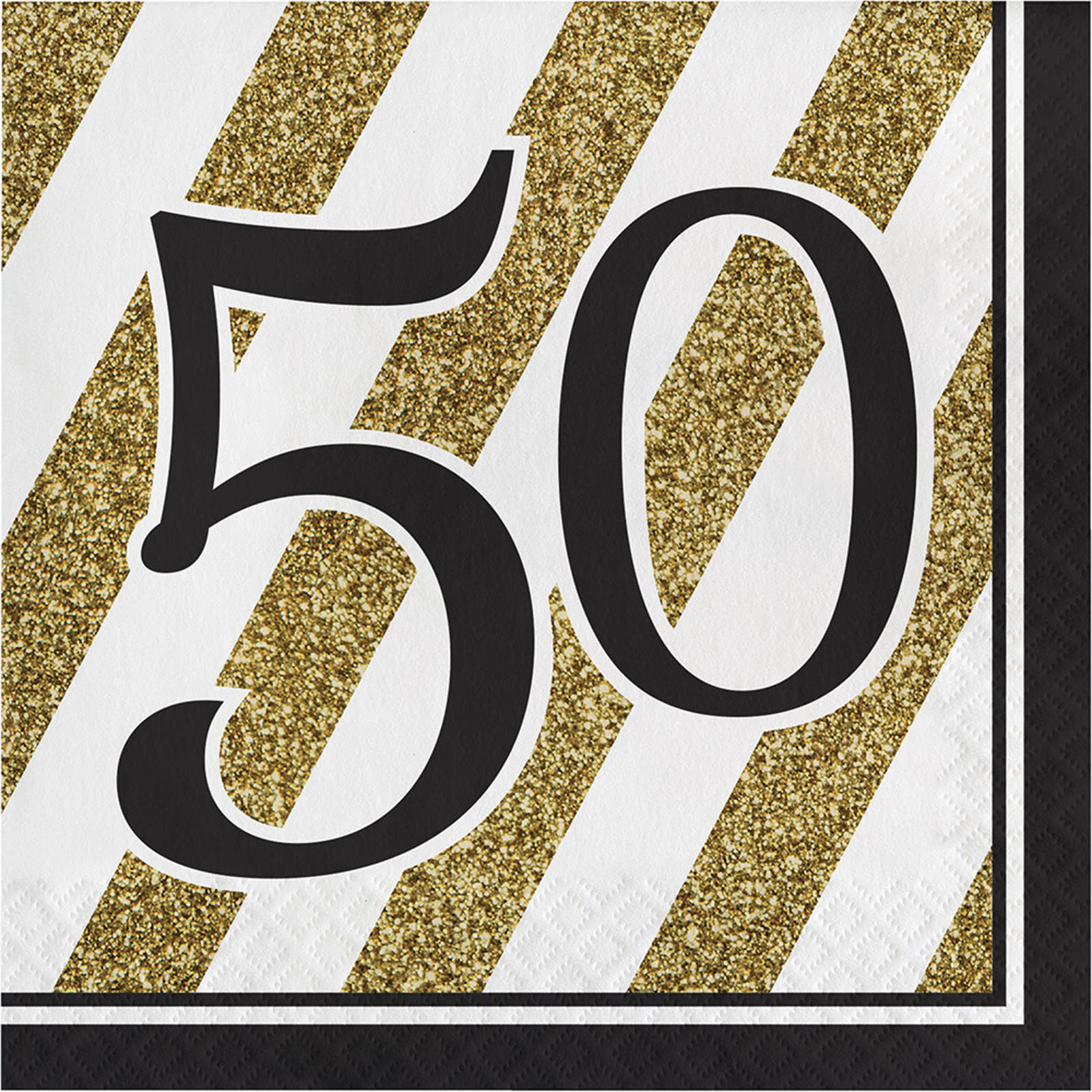 Black & Gold 50th Birthday Large Napkins / Serviettes (Pack of 16)
