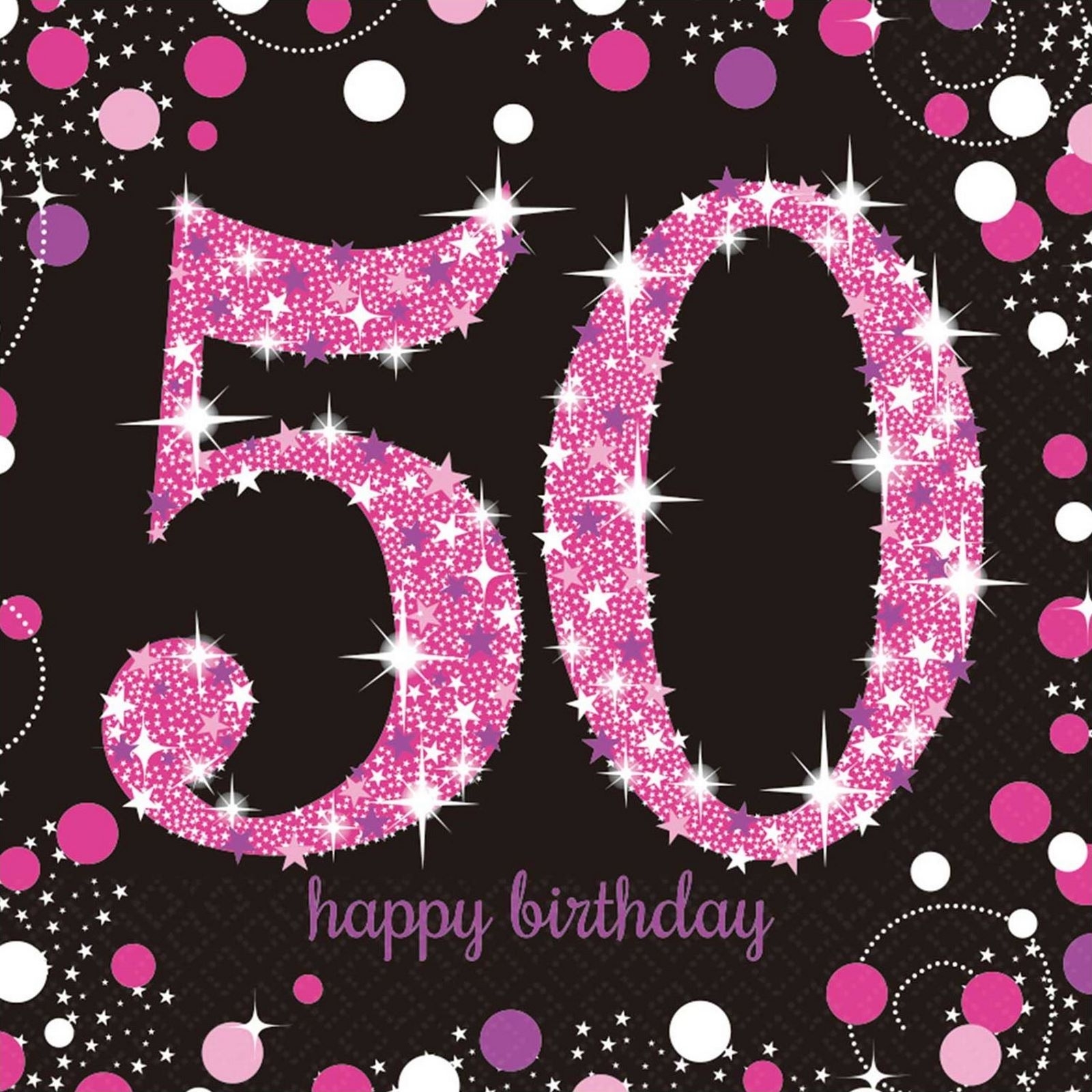 Pink Celebration 50th Birthday Large Napkins / Serviettes (Pack of 16)