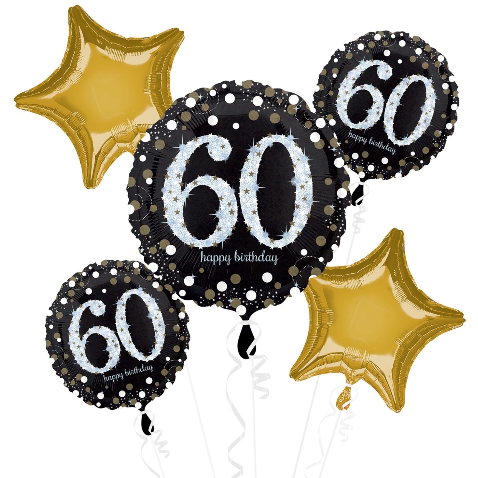 Sparkling Celebration 60th Birthday Helium Balloon Bouquet