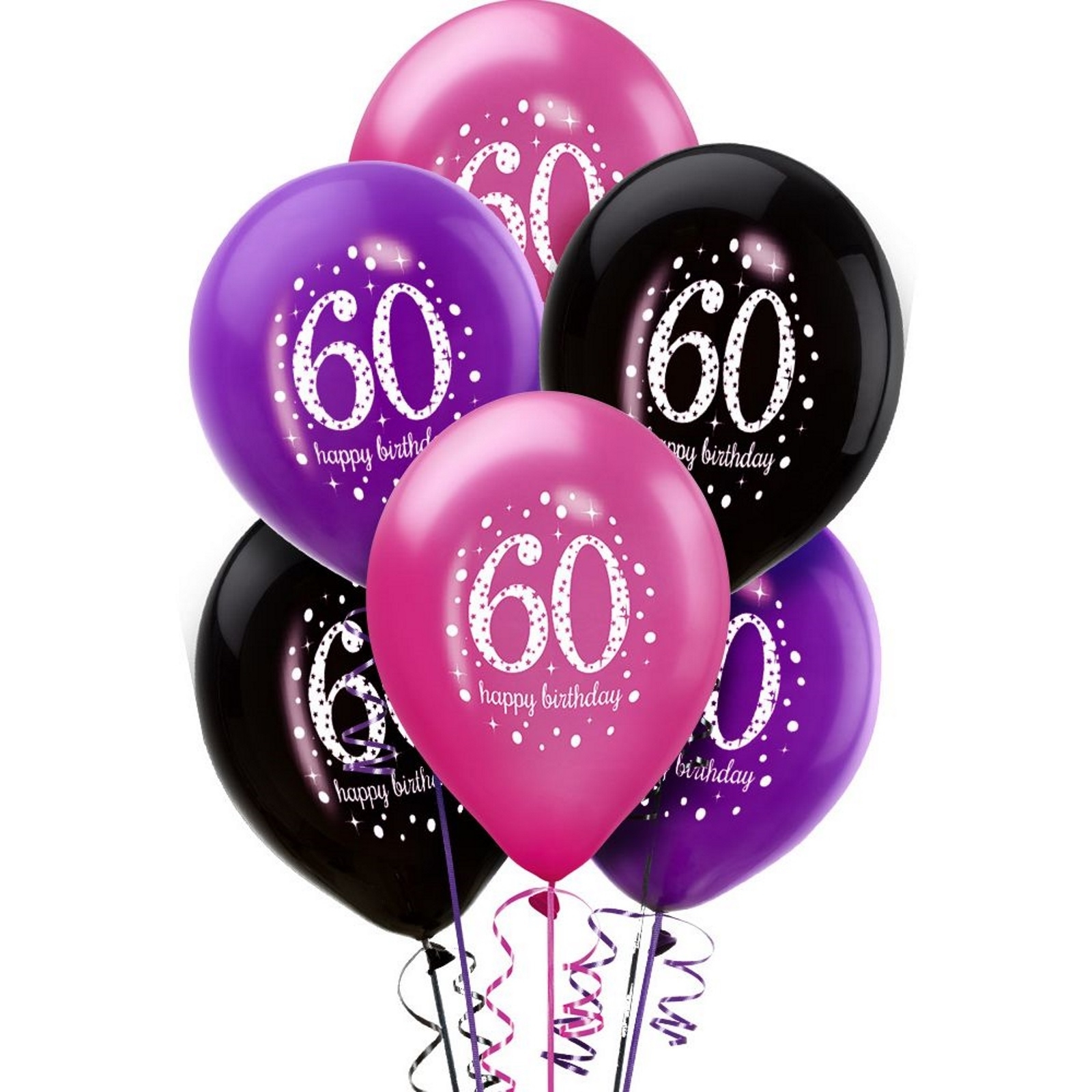 Pink Celebration 60th Birthday Balloons (Pack of 6)