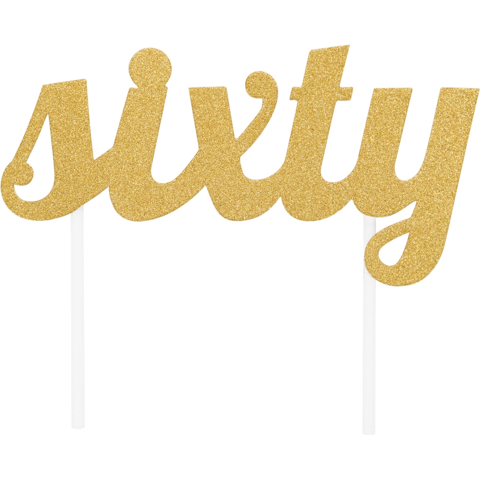 Gold Glitter Sixty Cake Topper