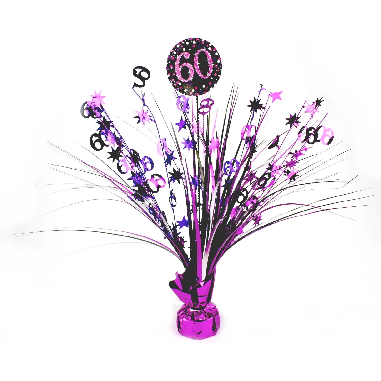 Pink Celebration 60th Birthday Foil Spray Centrepiece