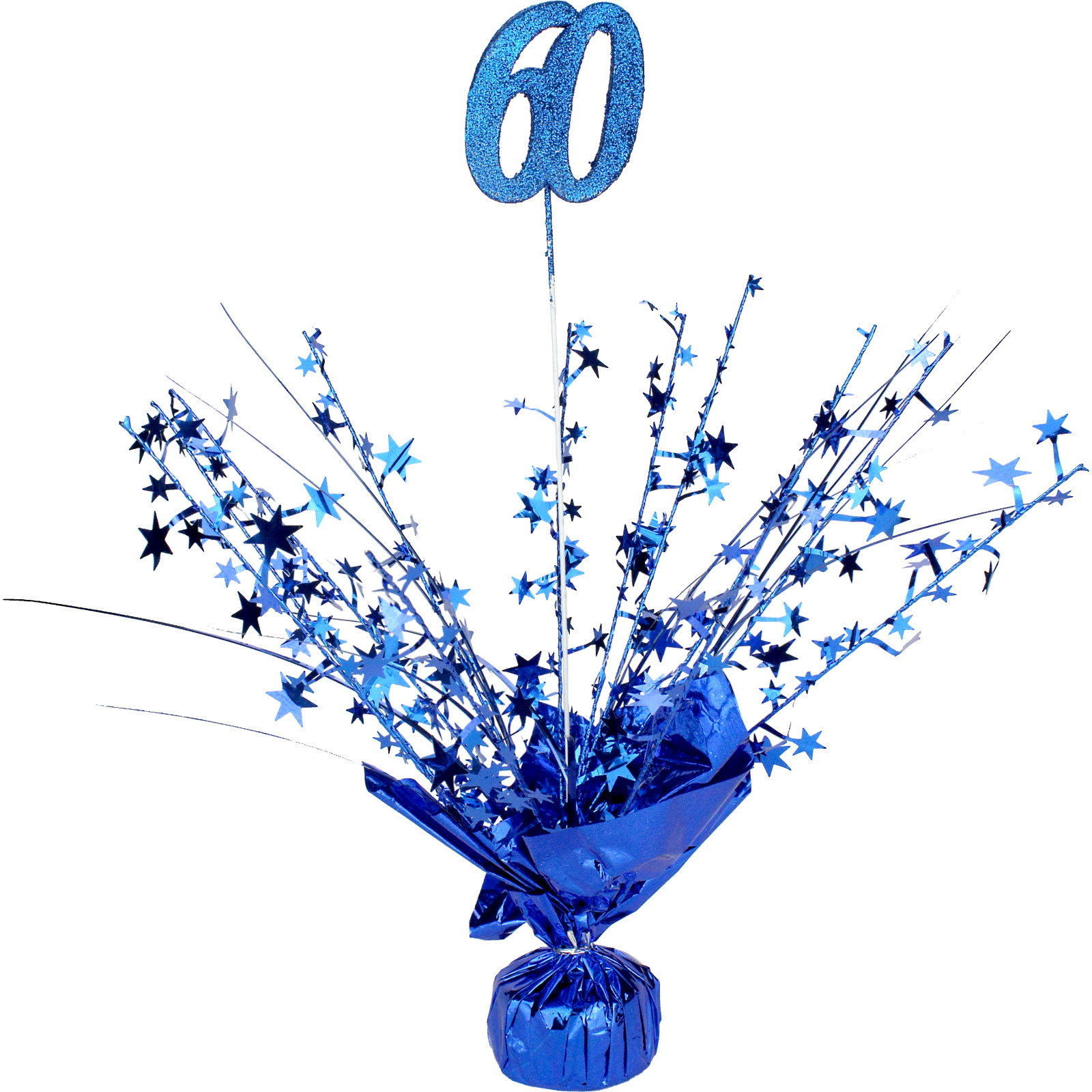 60th Birthday Blue Star Foil Spray Centrepiece