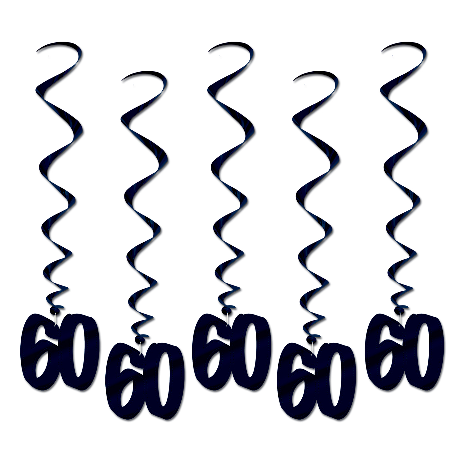 Black 60th Birthday Whirls (Pack of 5)