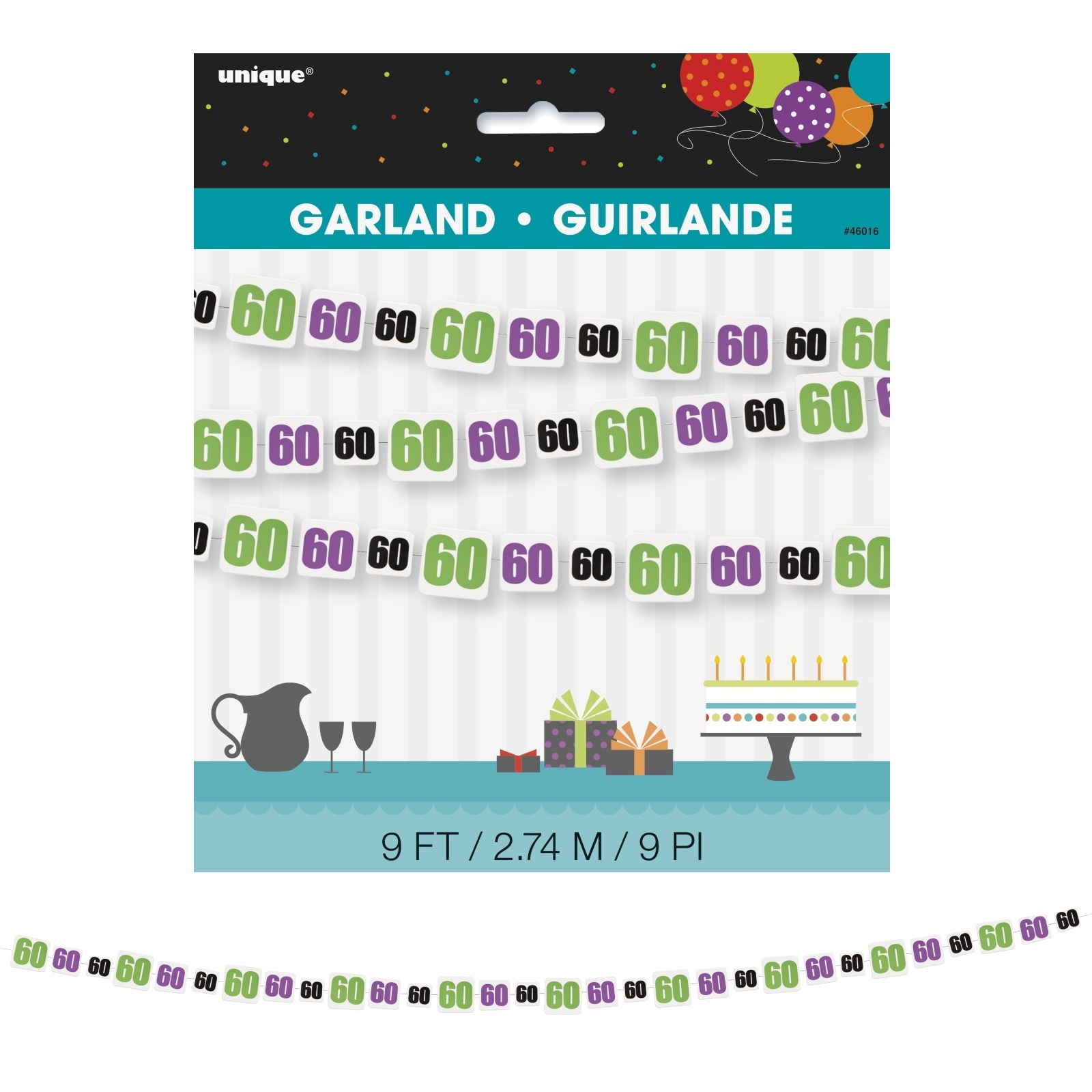 Birthday Cheer 60th Garland Banner