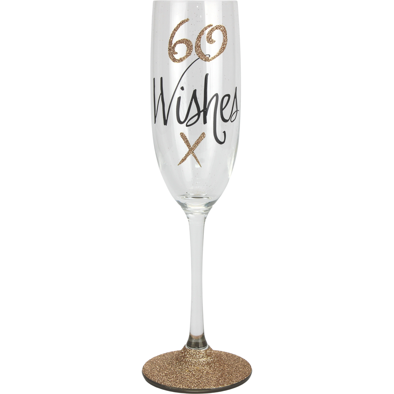 60 Wishes Rose Gold Glitter Champagne Glass