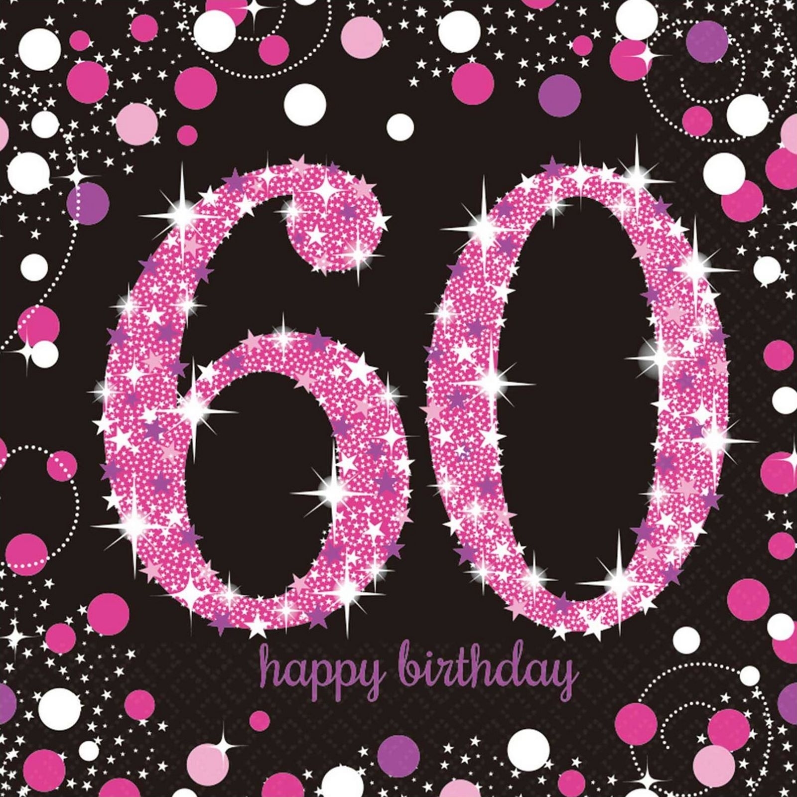 Pink Celebration 60th Birthday Large Napkins / Serviettes (Pack of 16)